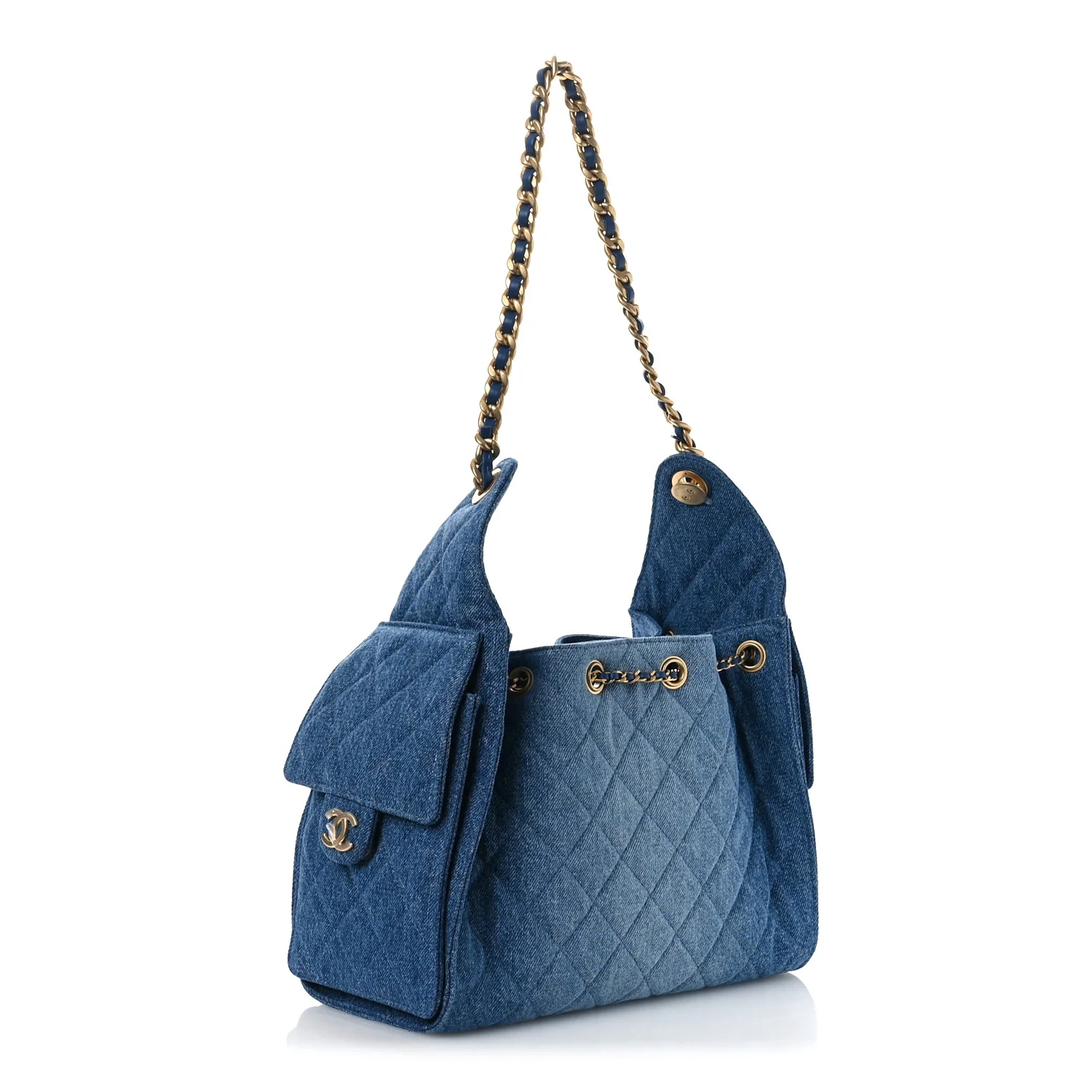 Washed Denim Quilted Small Chanel 25 Handbag Blue - Image 2