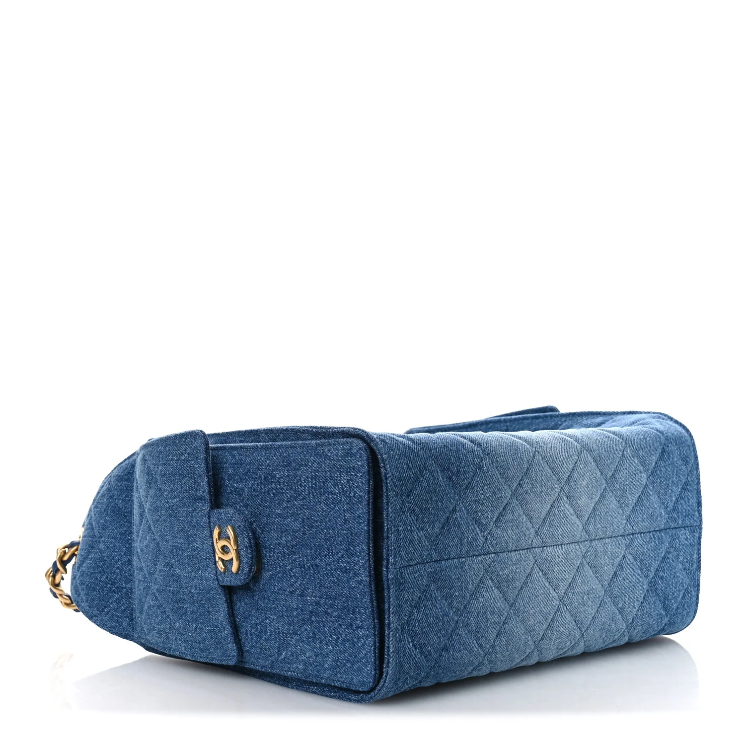 Washed Denim Quilted Small Chanel 25 Handbag Blue - Image 3