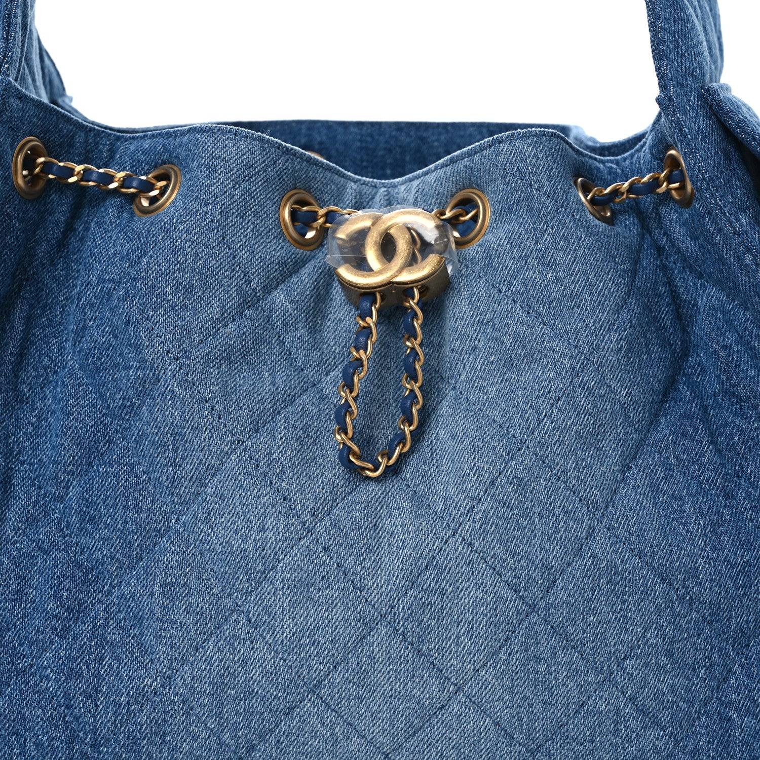 Washed Denim Quilted Small Chanel 25 Handbag Blue - Image 7