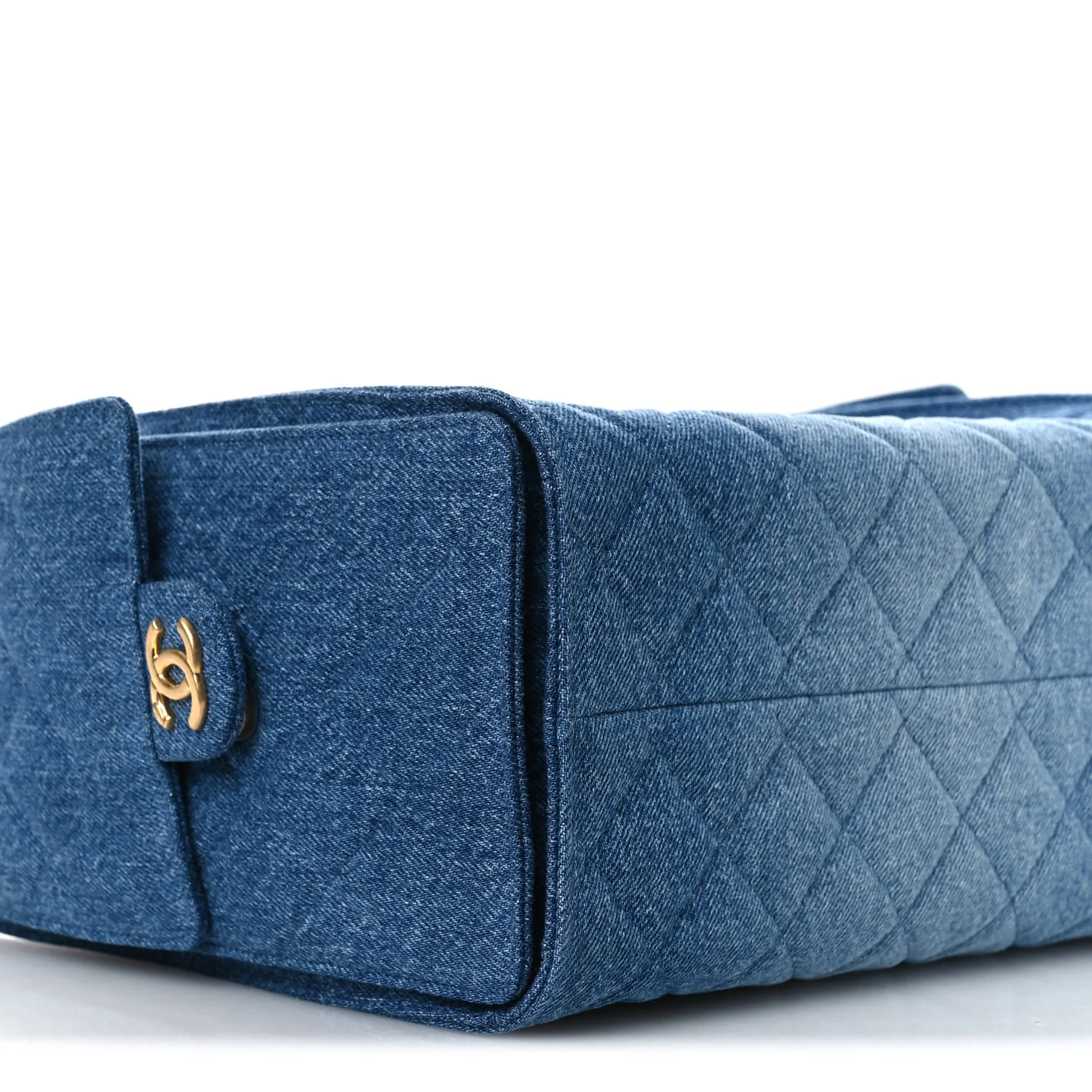 Washed Denim Quilted Small Chanel 25 Handbag Blue - Image 8
