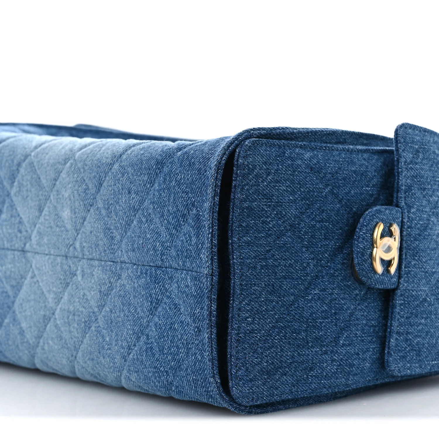 Washed Denim Quilted Small Chanel 25 Handbag Blue - Image 9