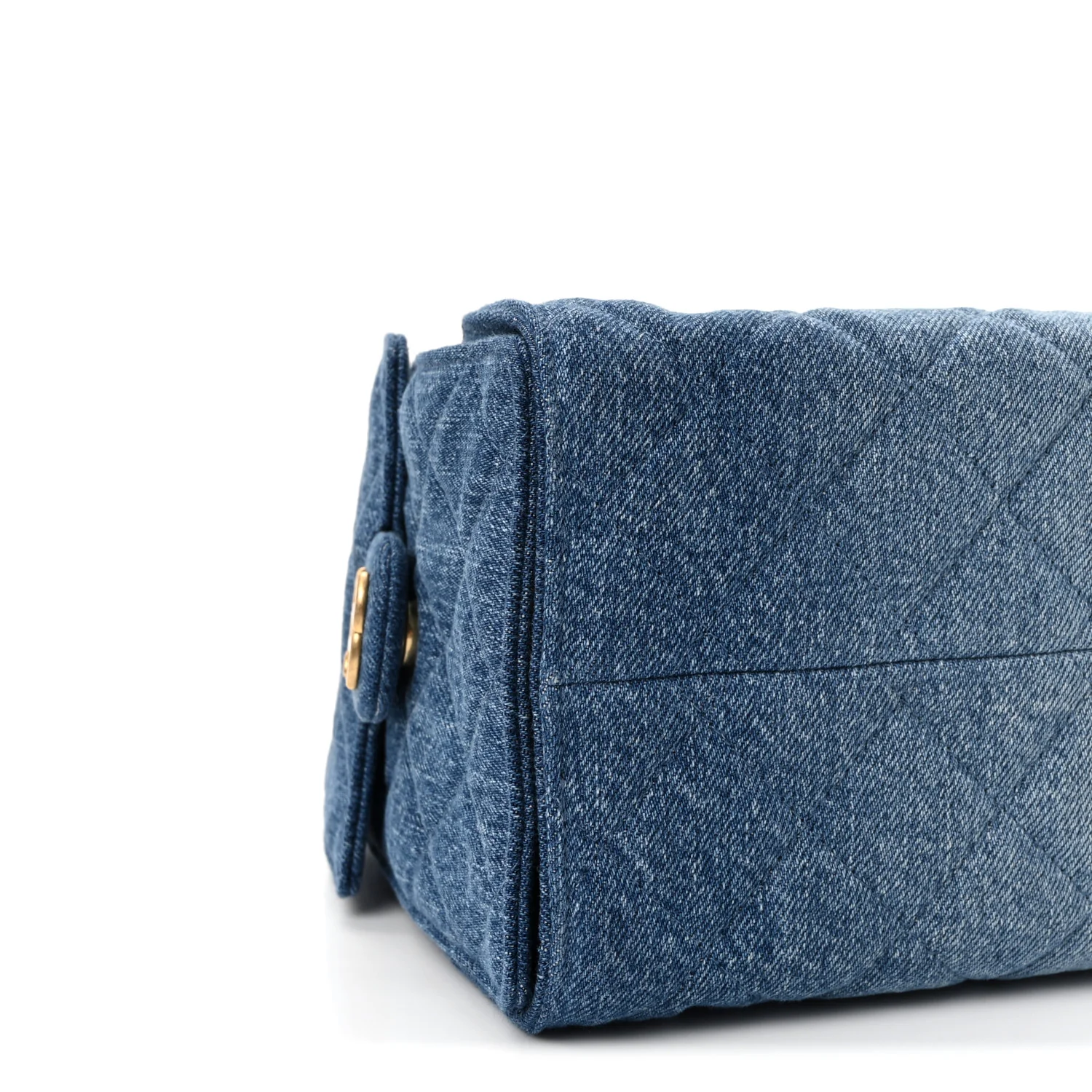 Washed Denim Quilted Small Chanel 25 Handbag Blue - Image 9