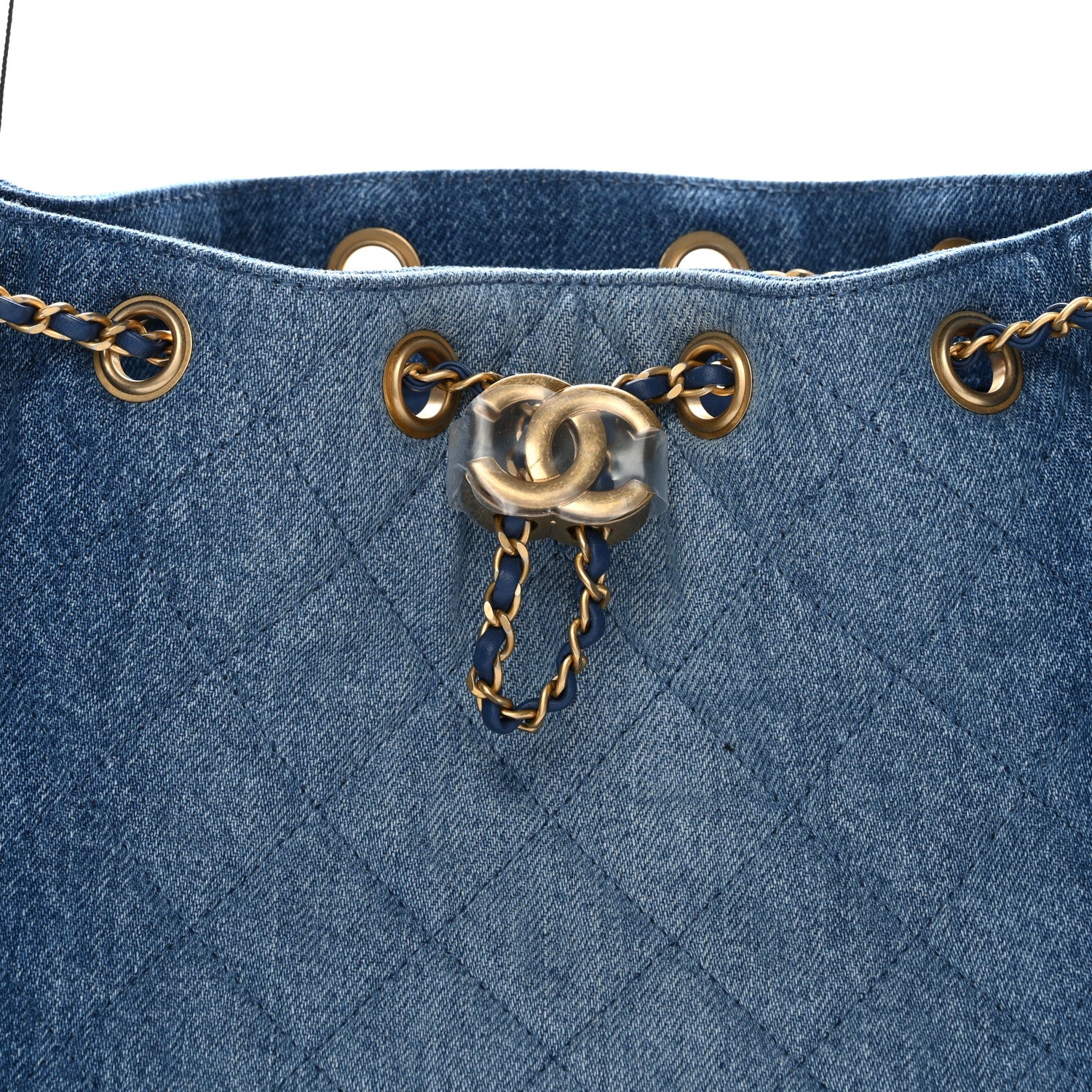 Washed Denim Quilted Small Chanel 25 Handbag Blue - Image 8