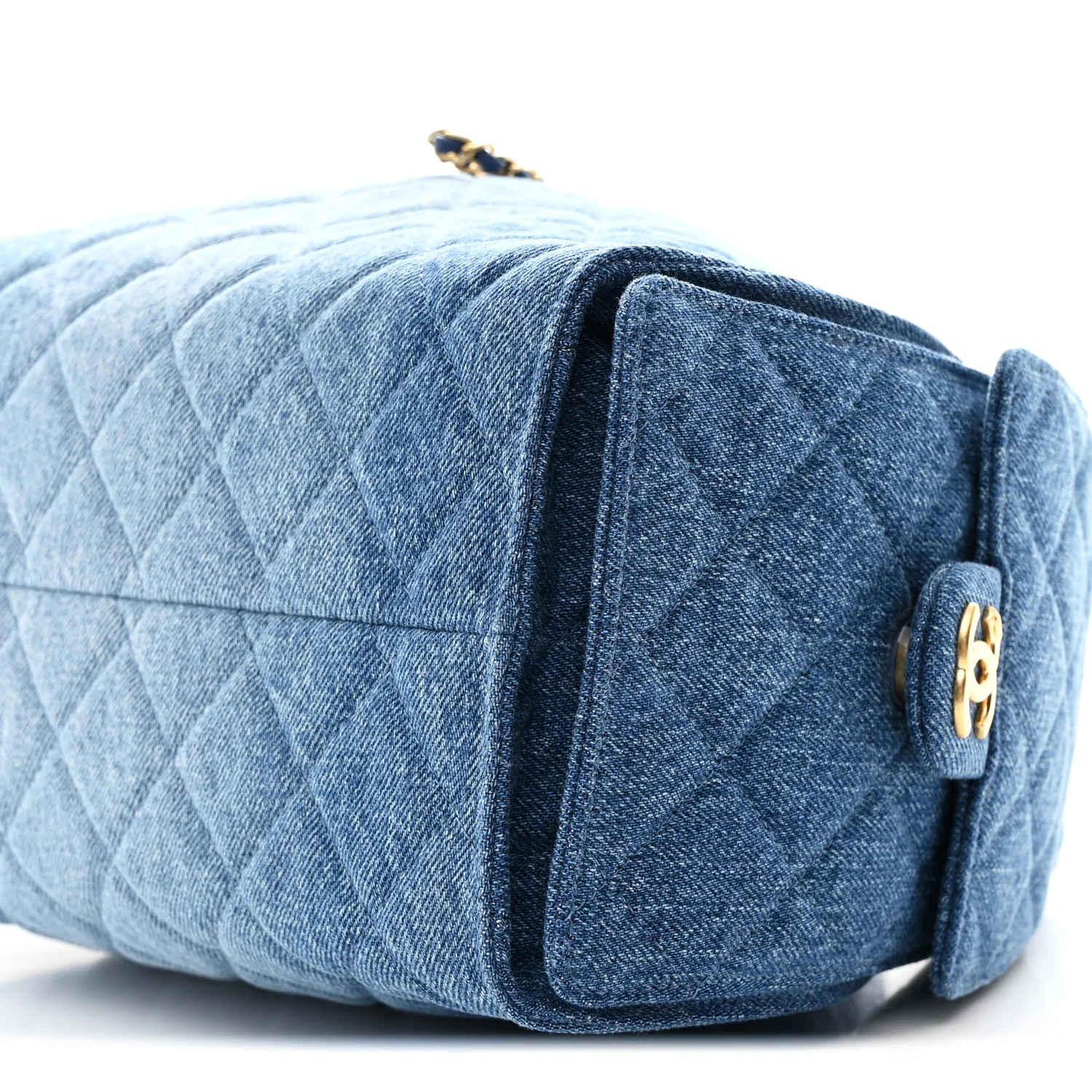 Washed Denim Quilted Small Chanel 25 Handbag Blue - Image 10