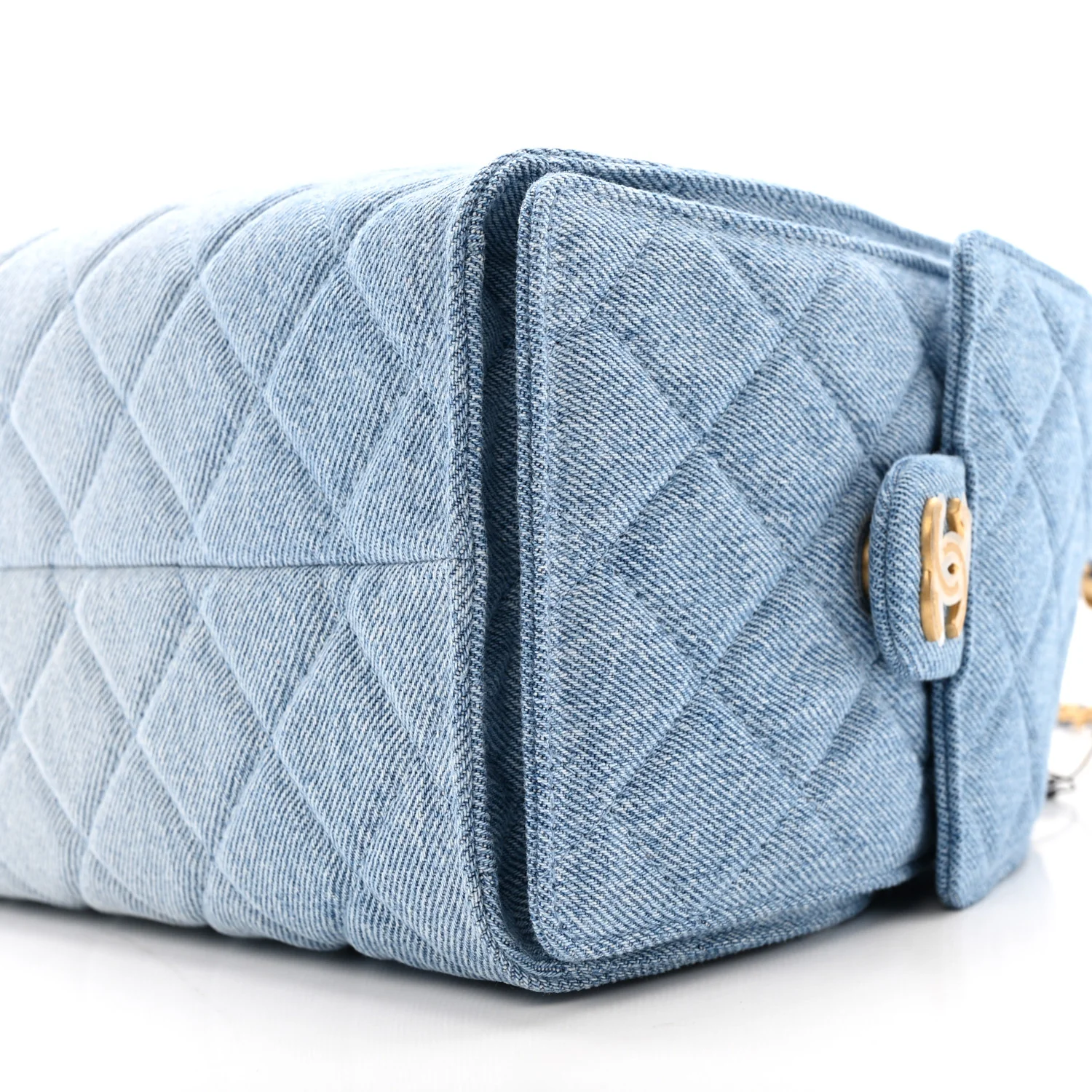 Washed Denim Quilted Small Chanel 25 Handbag Blue - Image 10