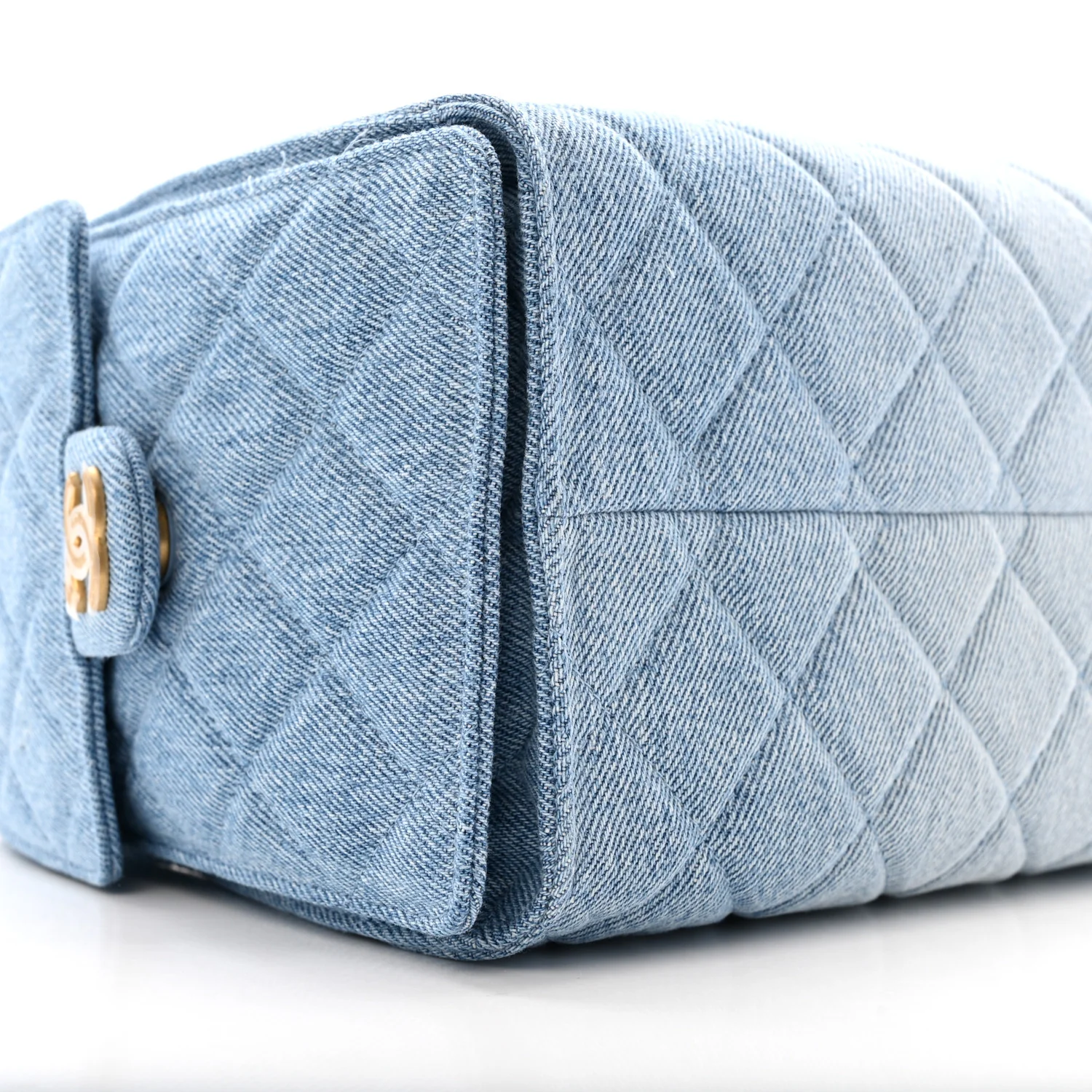 Washed Denim Quilted Small Chanel 25 Handbag Blue - Image 9