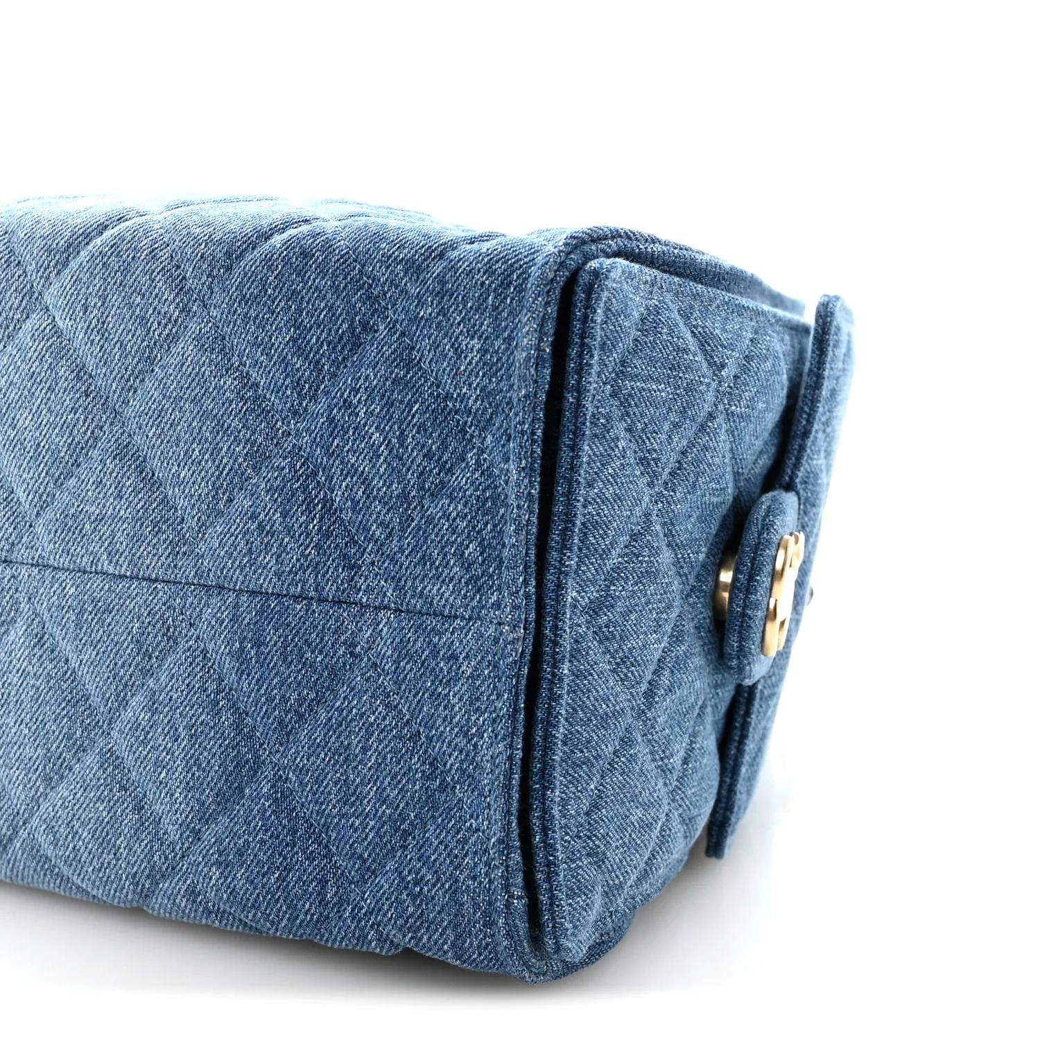 Washed Denim Quilted Small Chanel 25 Handbag Blue - Image 10
