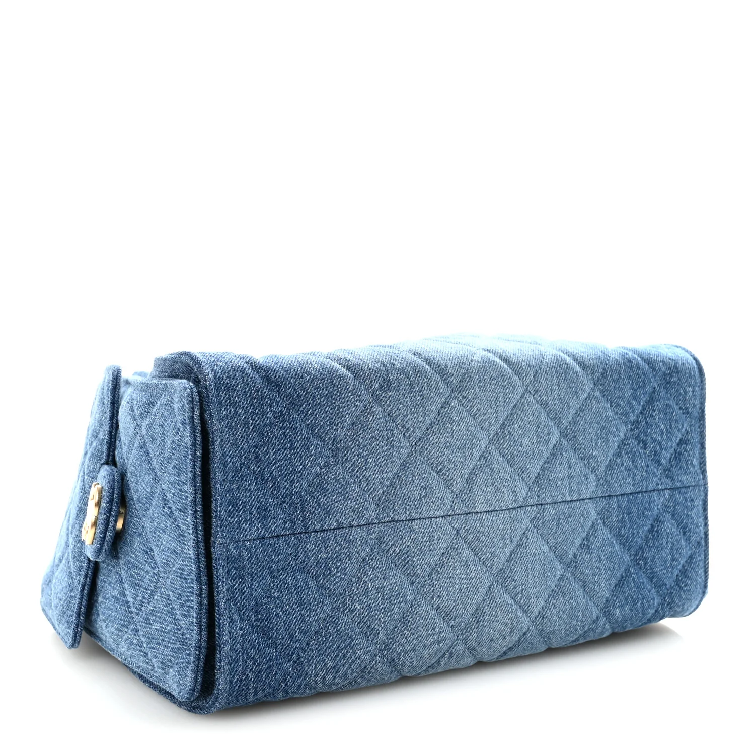 Washed Denim Quilted Small Chanel 25 Handbag Blue - Image 4