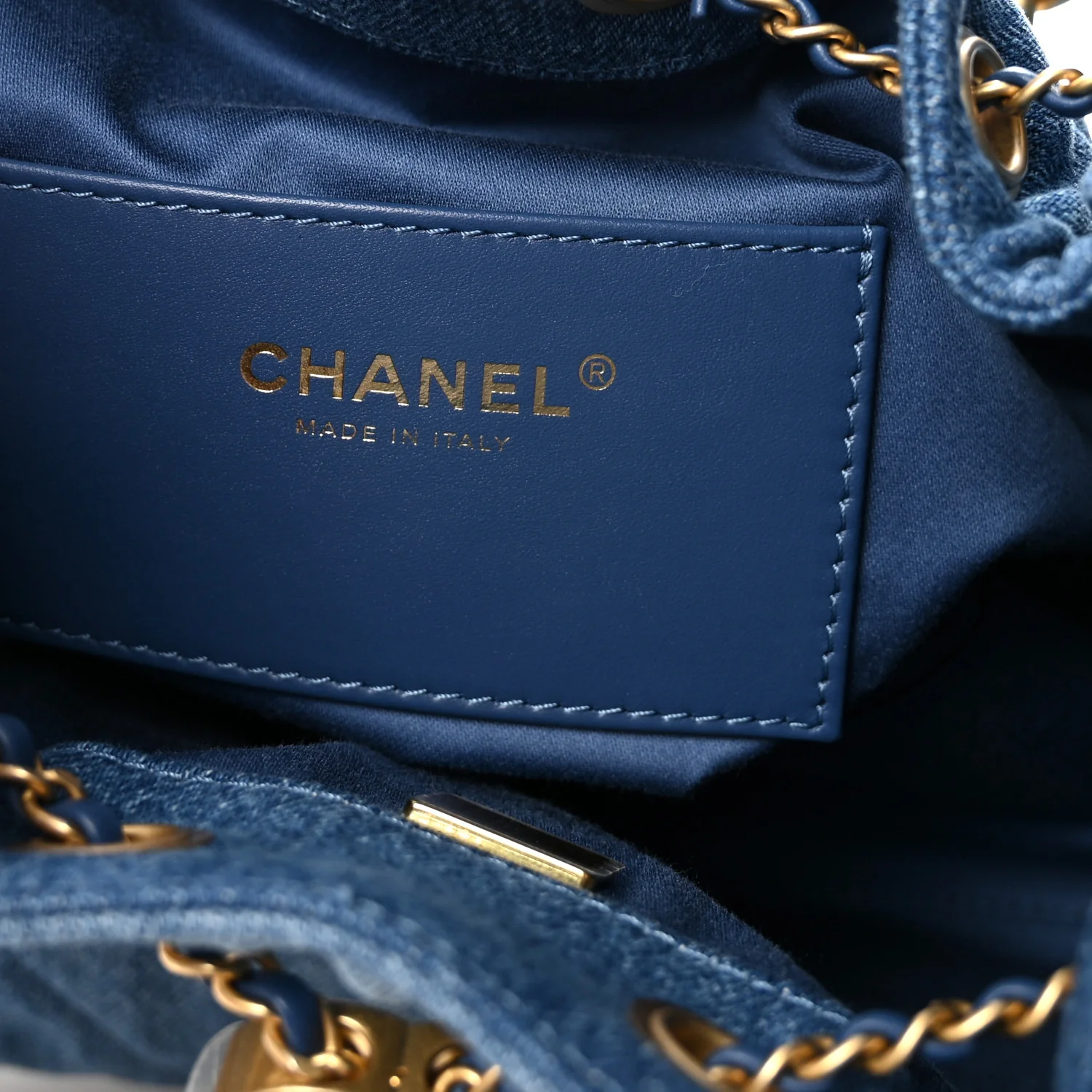 Washed Denim Quilted Small Chanel 25 Handbag Blue - Image 6