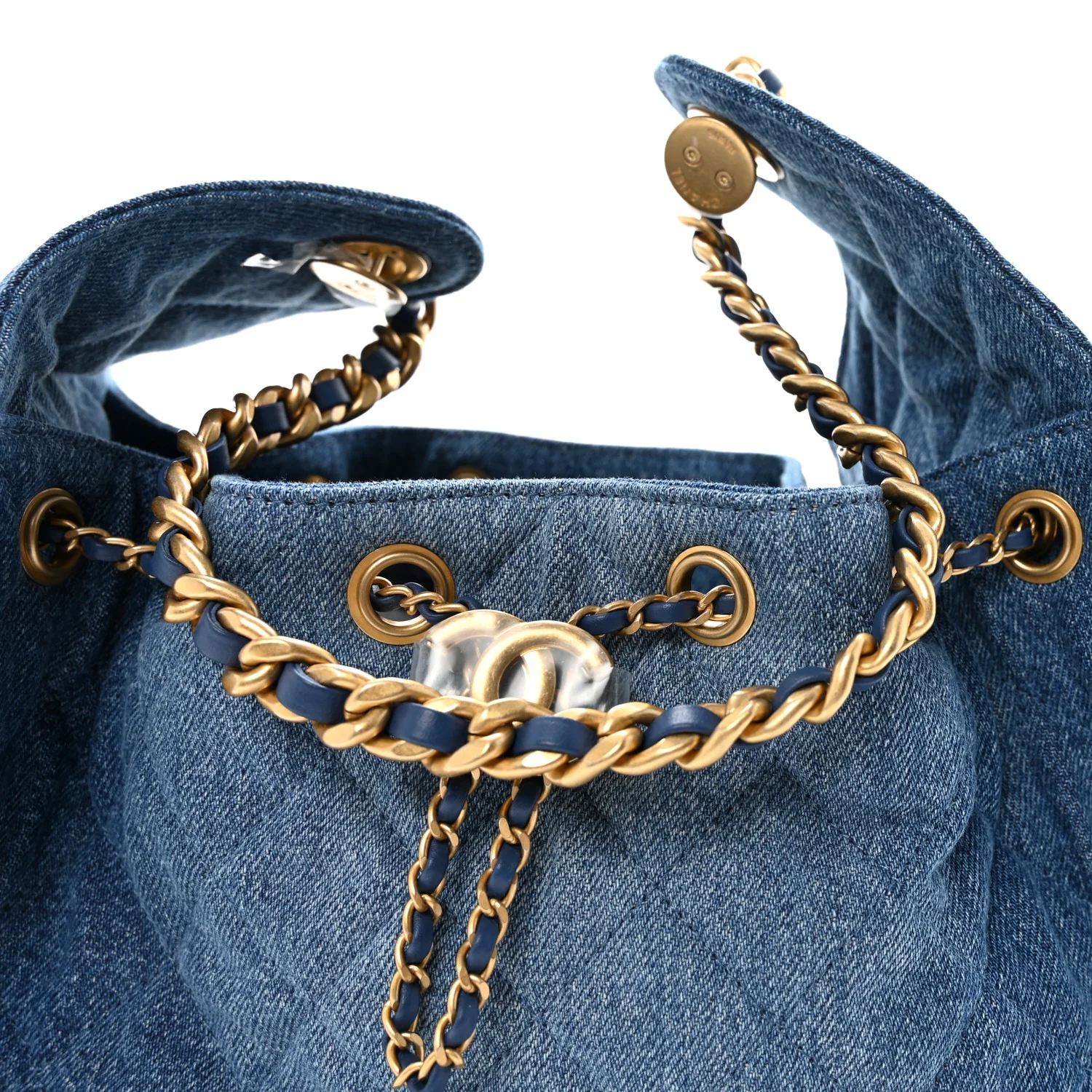 Washed Denim Quilted Small Chanel 25 Handbag Blue - Image 8