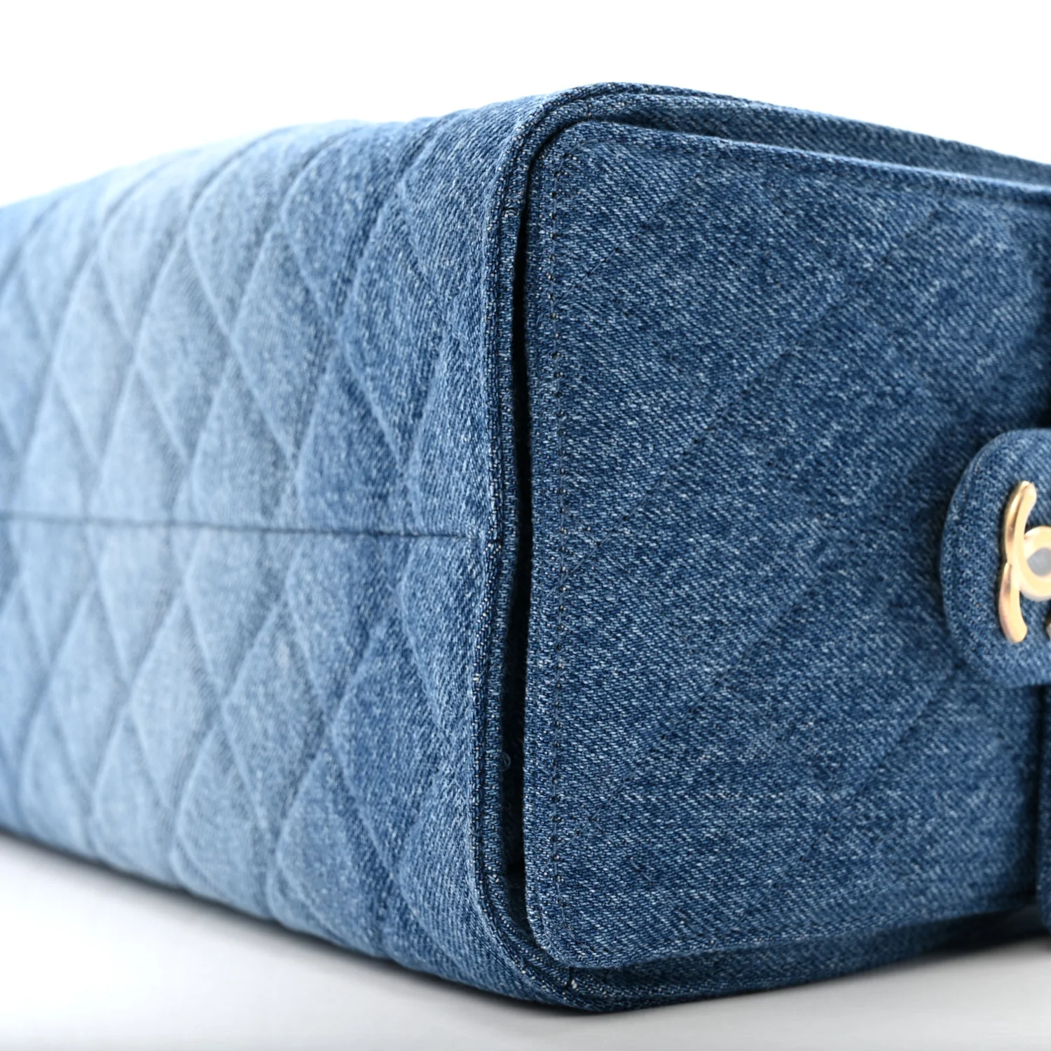 Washed Denim Quilted Small Chanel 25 Handbag Blue - Image 10