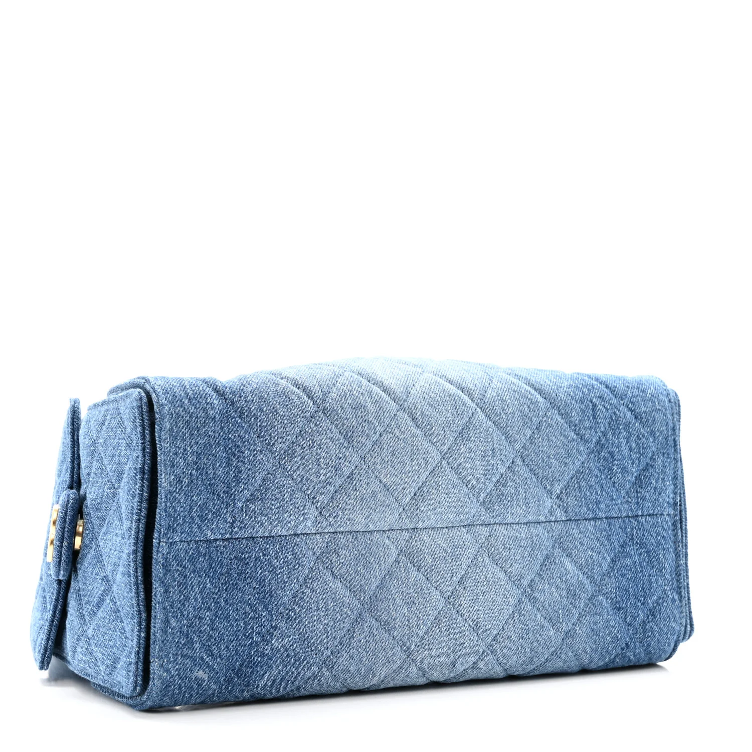 Washed Denim Quilted Small Chanel 25 Handbag Blue - Image 4