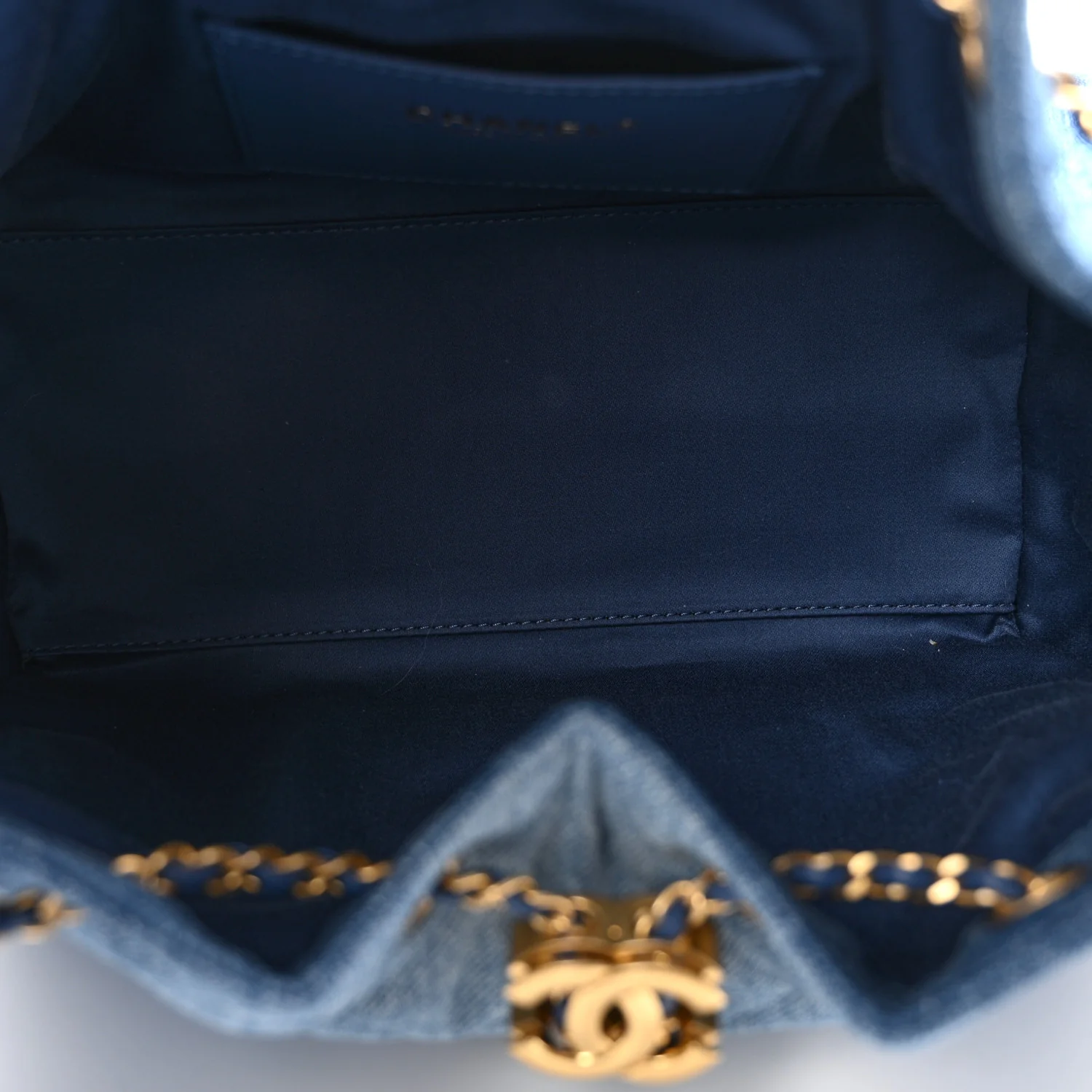 Washed Denim Quilted Small Chanel 25 Handbag Blue - Image 5