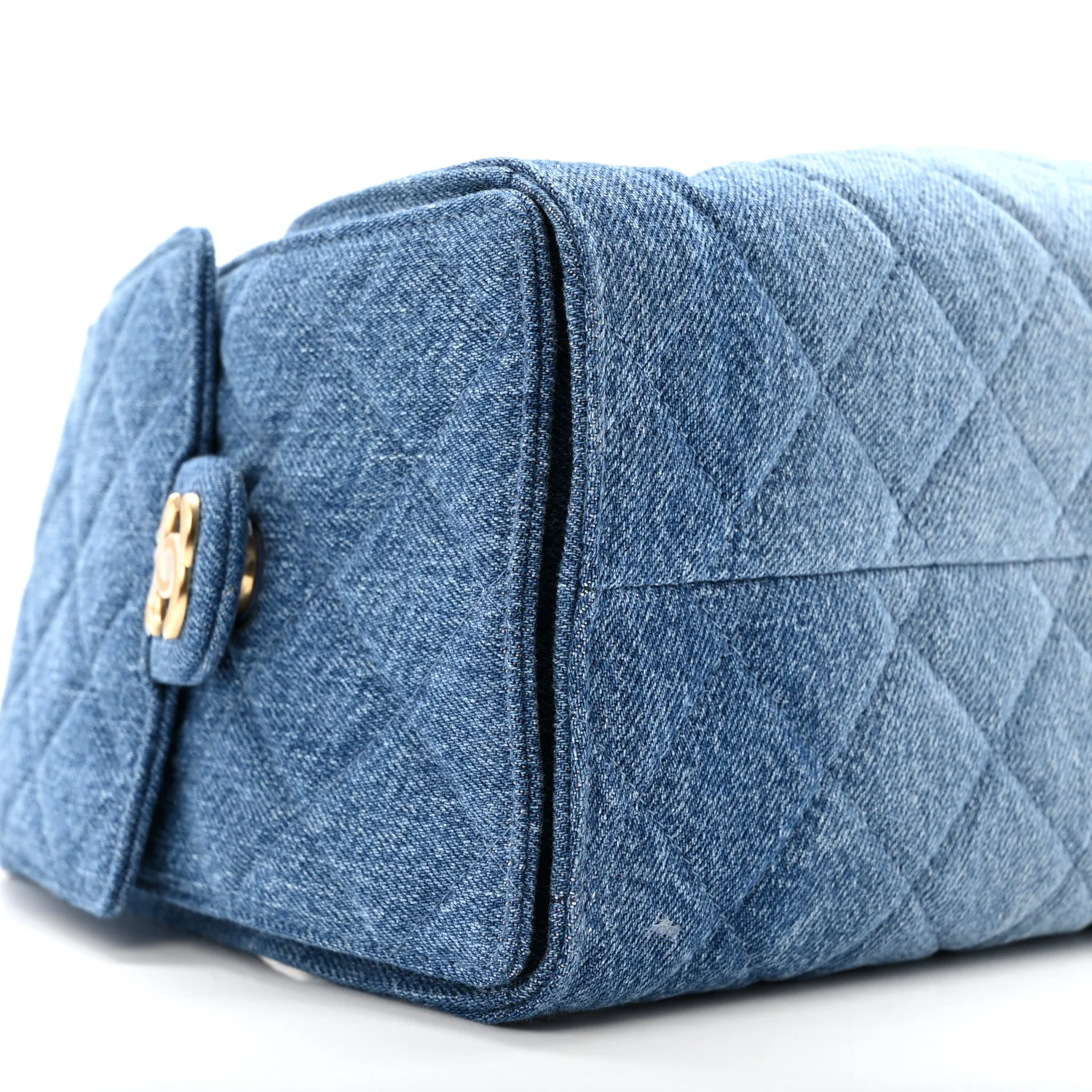 Washed Denim Quilted Small Chanel 25 Handbag Blue - Image 9