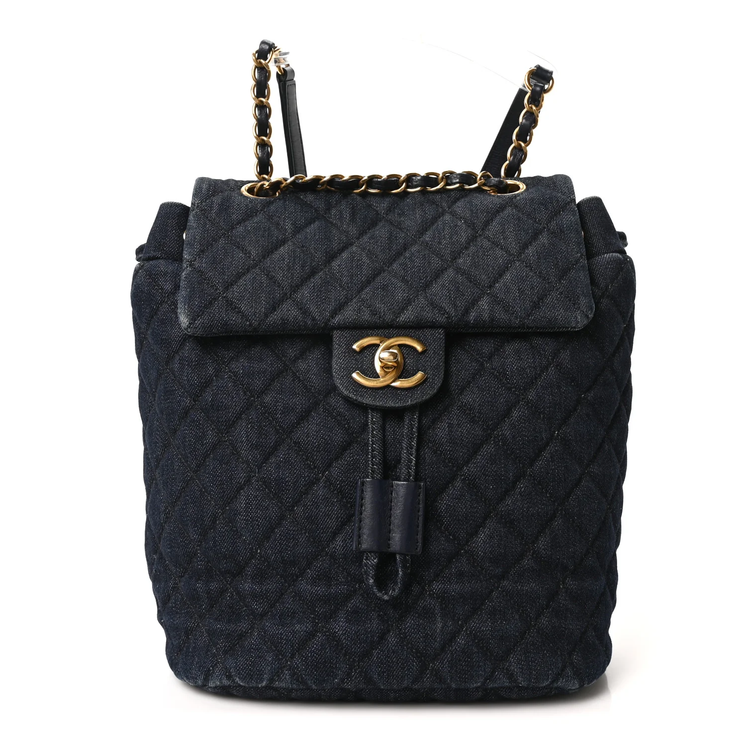 Washed Denim Quilted Small Urban Spirit Backpack Dark Blue