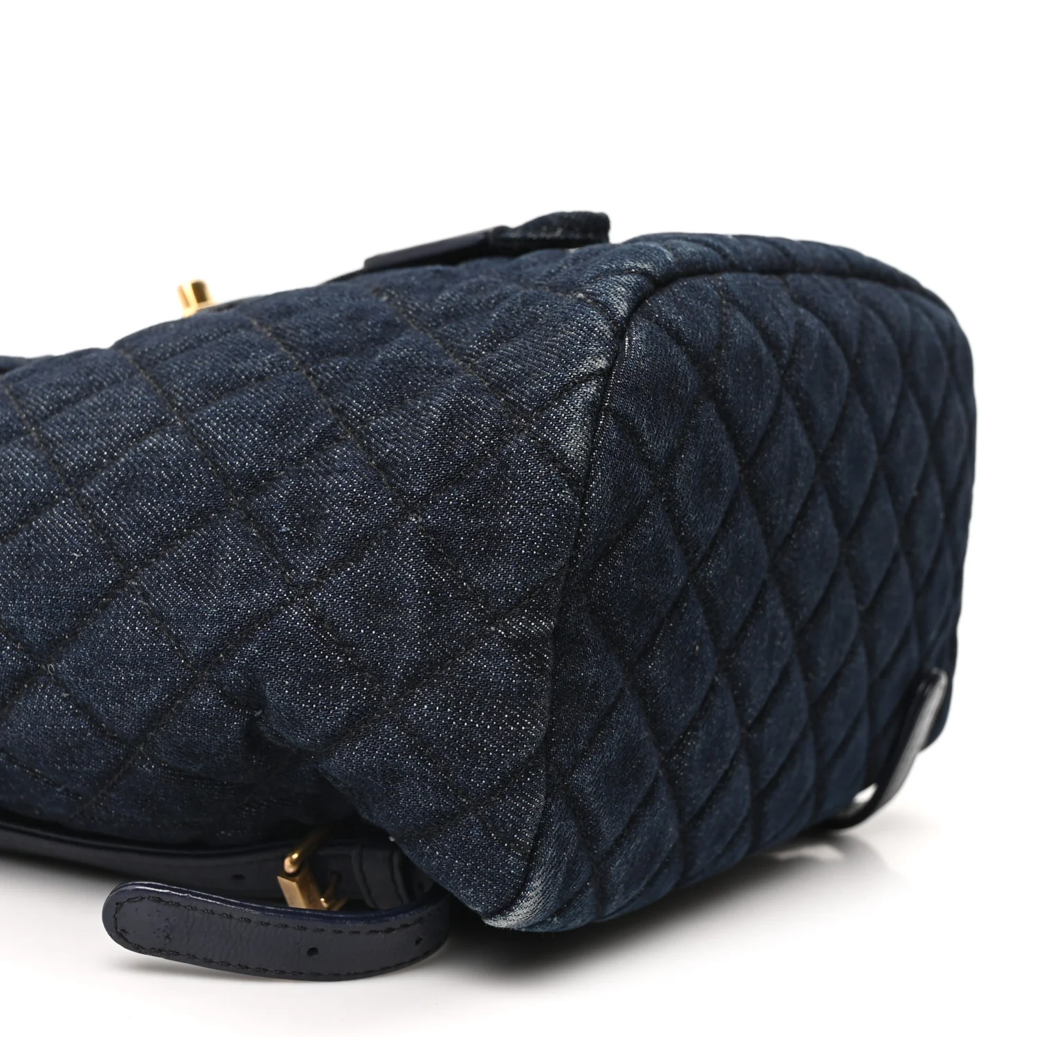 Washed Denim Quilted Small Urban Spirit Backpack Dark Blue - Image 10