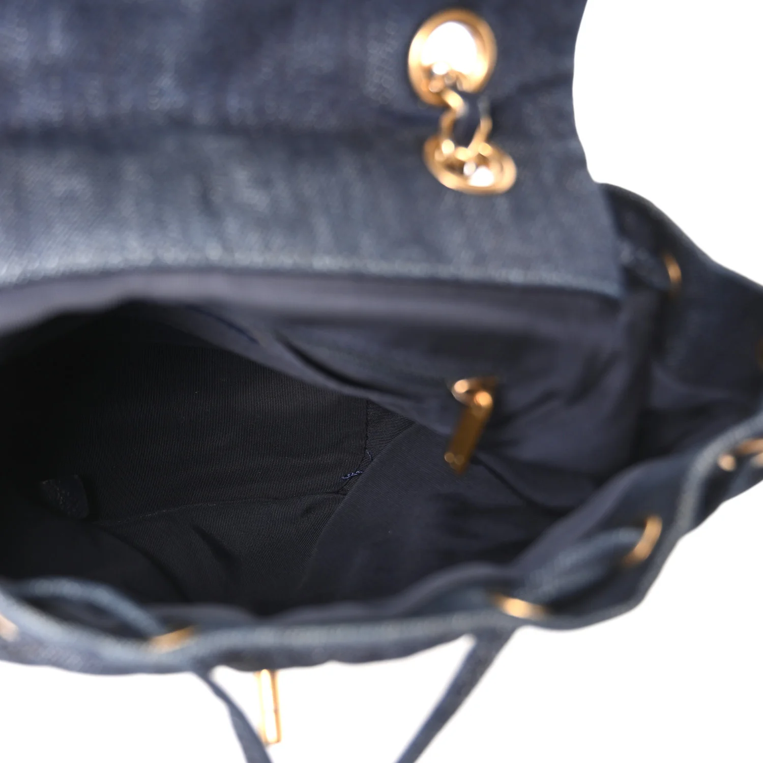 Washed Denim Quilted Small Urban Spirit Backpack Dark Blue - Image 5