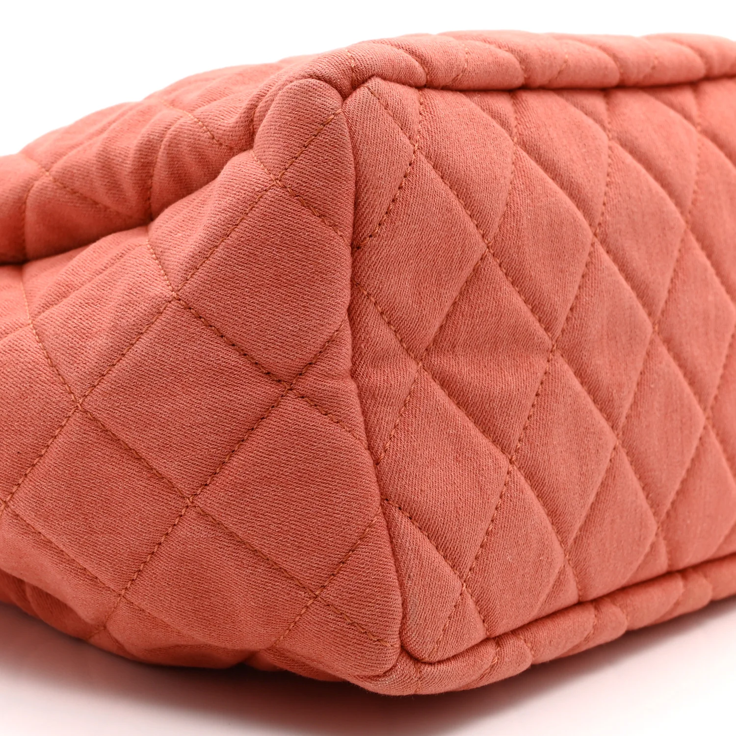 Washed Denim Quilted Small Urban Spirit Drawstring Bag Orange - Image 9