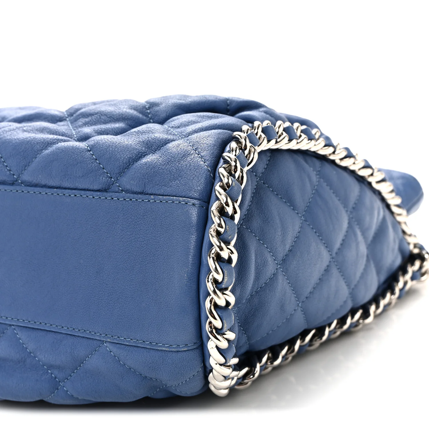 Washed Lambskin Chain Around Hobo Blue - Image 10