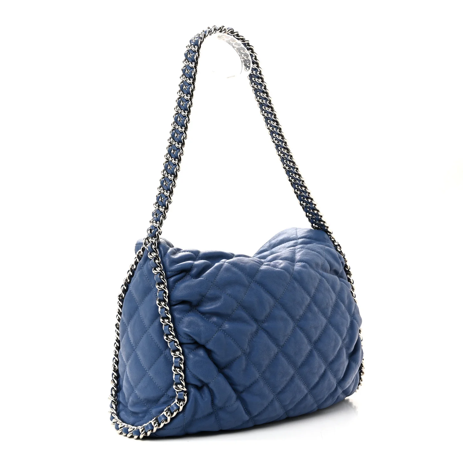 Washed Lambskin Chain Around Hobo Blue - Image 3