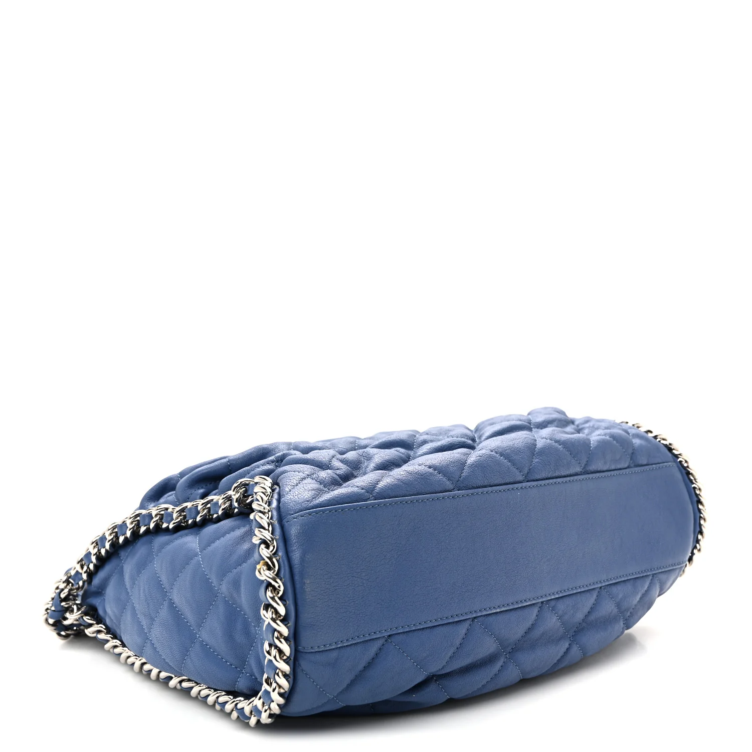 Washed Lambskin Chain Around Hobo Blue - Image 4