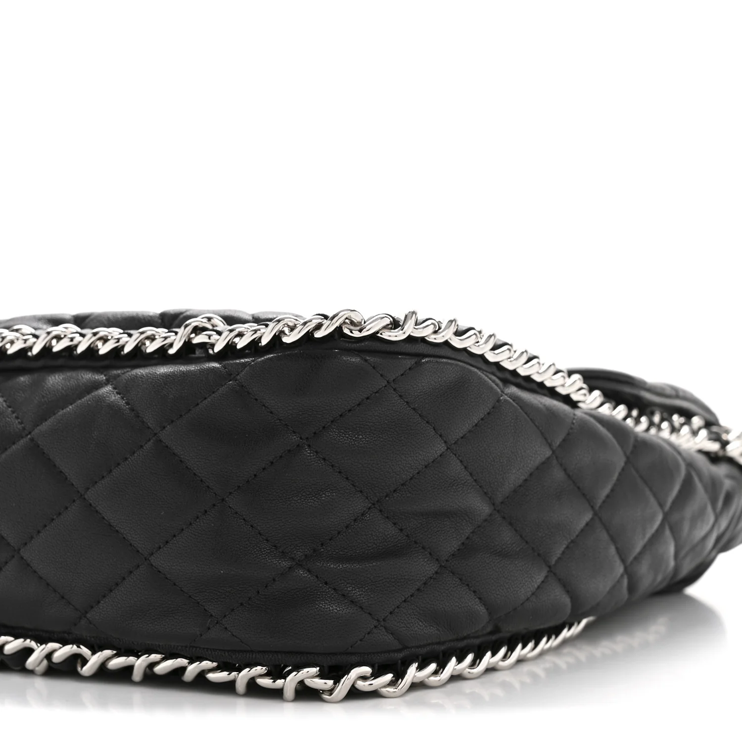 Washed Lambskin Quilted Maxi Chain Around Flap Black - Image 10