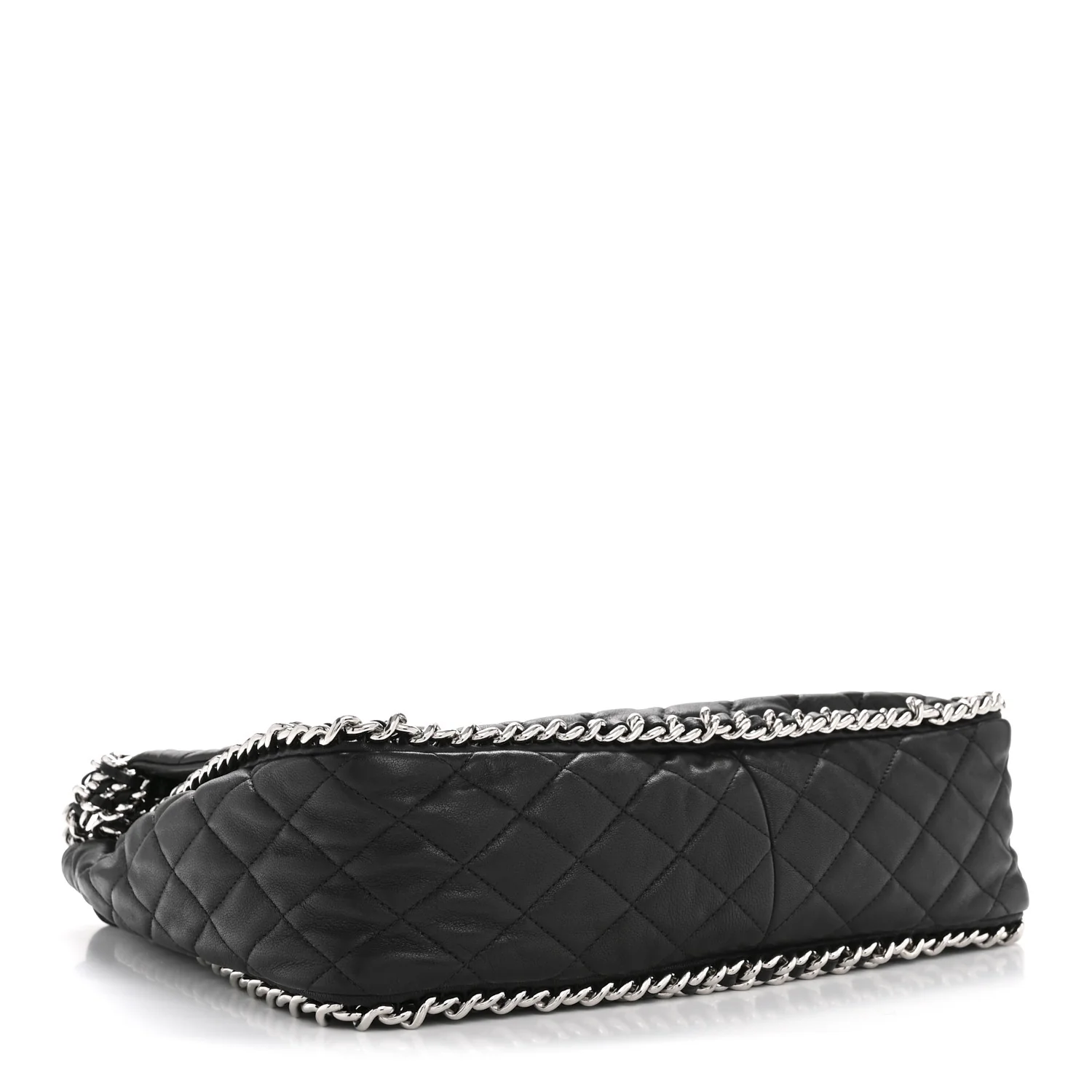 Washed Lambskin Quilted Maxi Chain Around Flap Black - Image 4