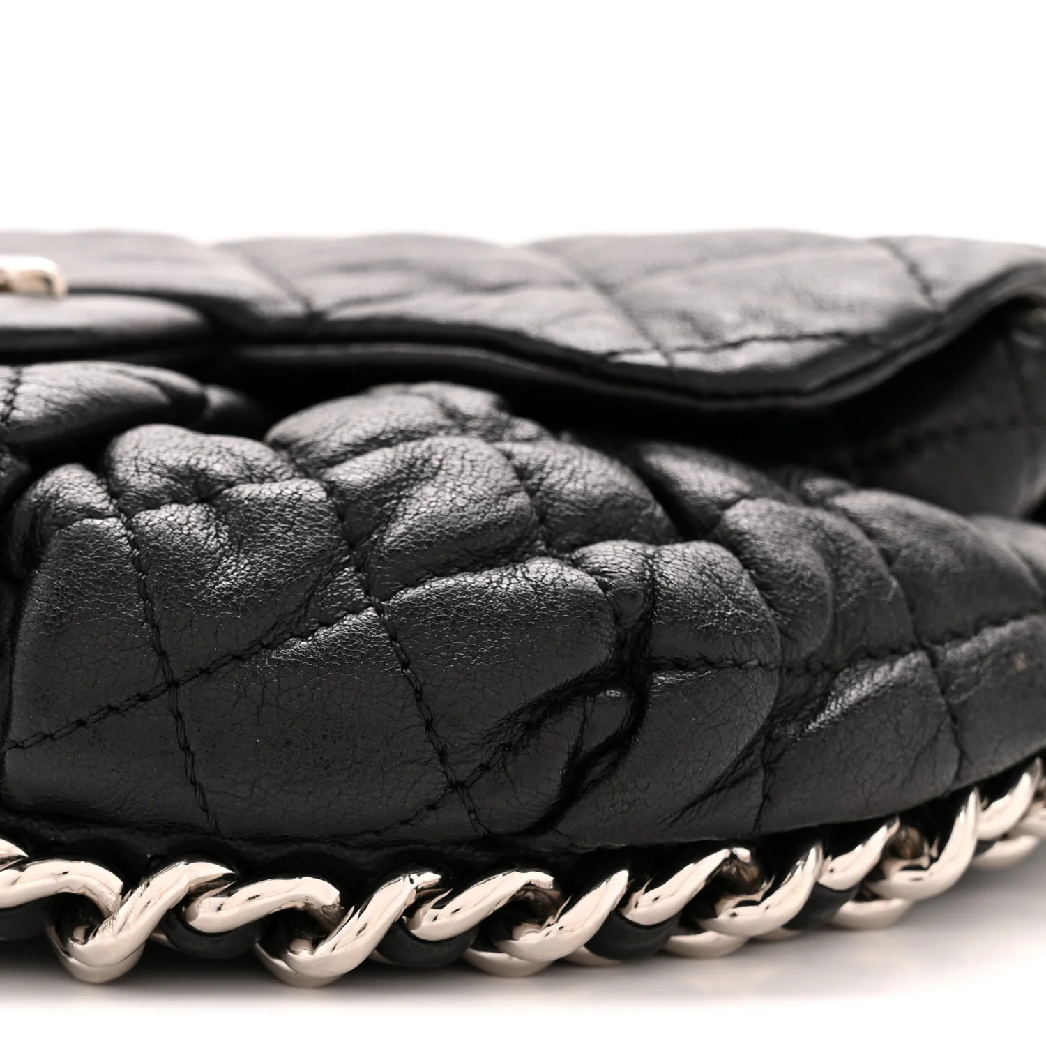 Washed Lambskin Quilted Mini Chain Around Flap Black - Image 10