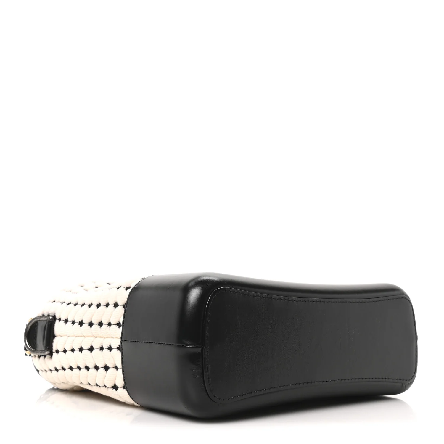 Wool Calfskin Medium Gabrielle Hobo Black White - Image 4