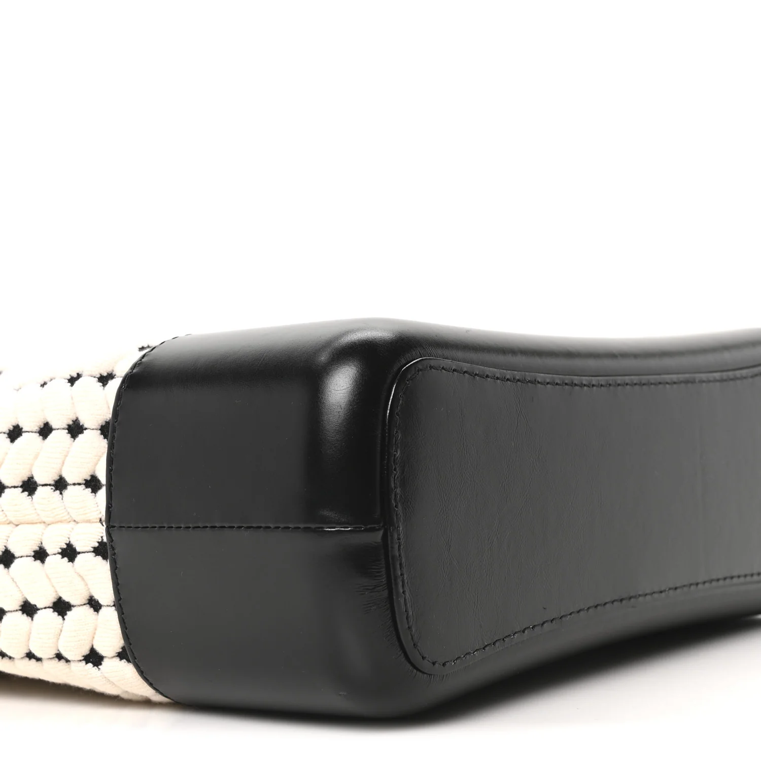 Wool Calfskin Medium Gabrielle Hobo Black White - Image 9