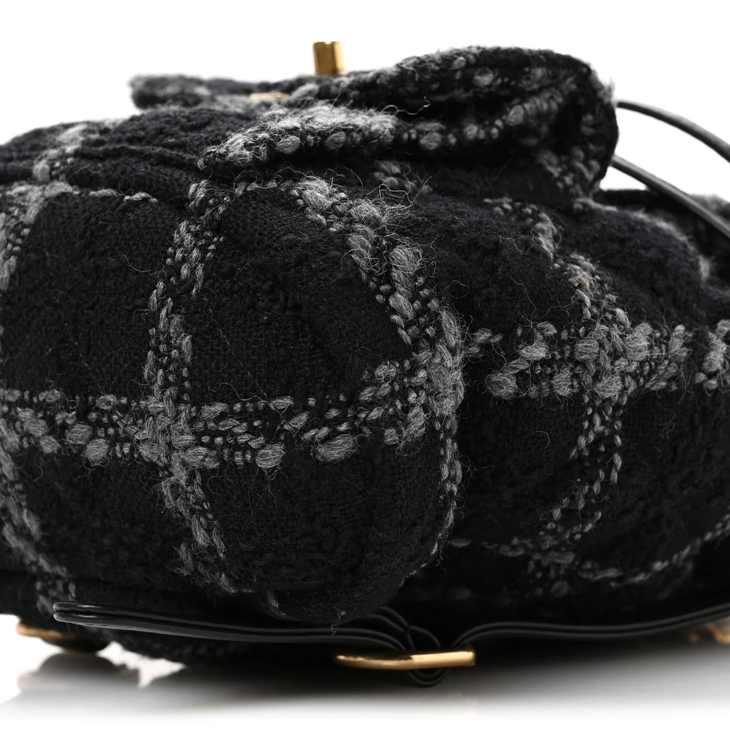Wool Tweed Elegant Backpack Black Grey - Image 10