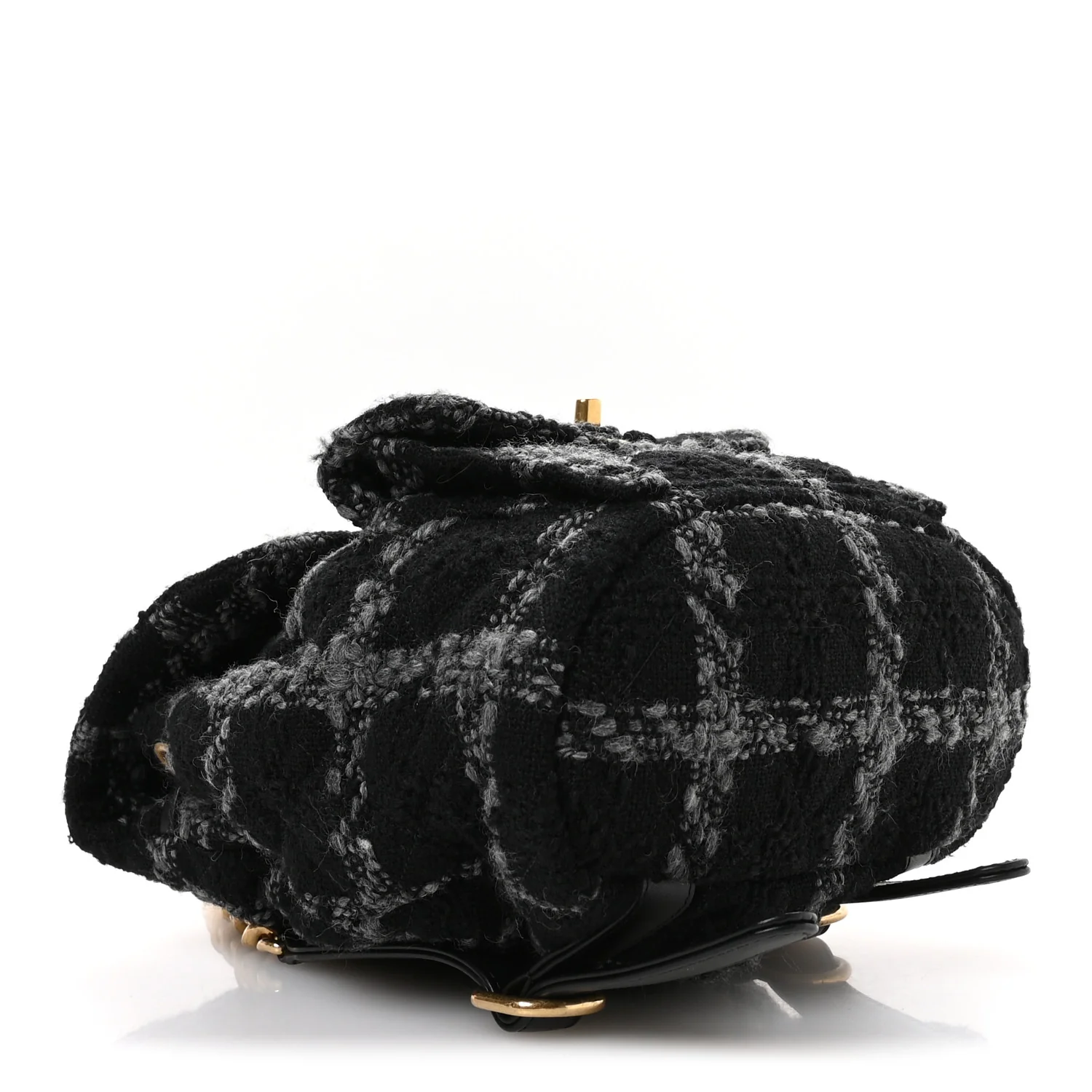 Wool Tweed Elegant Backpack Black Grey - Image 4
