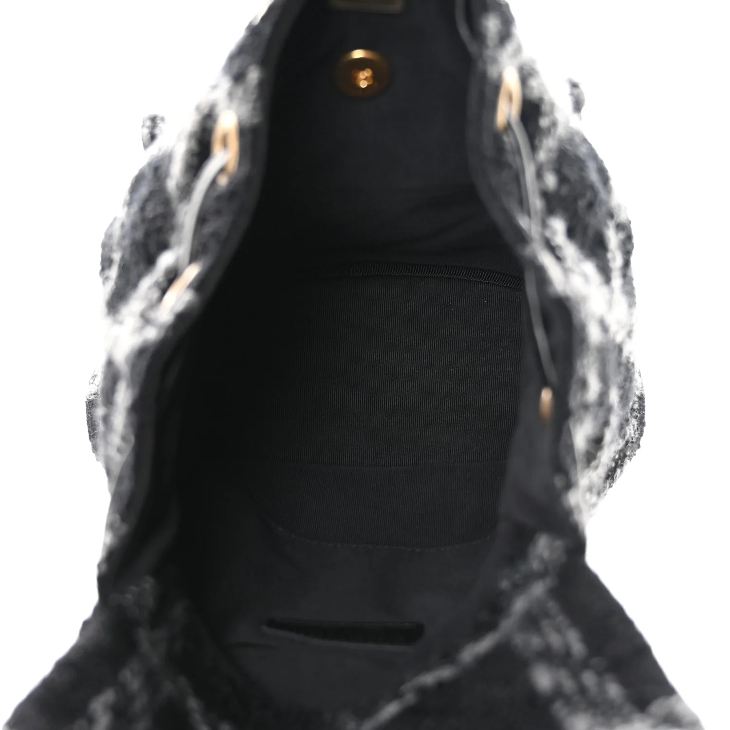 Wool Tweed Elegant Backpack Black Grey - Image 5