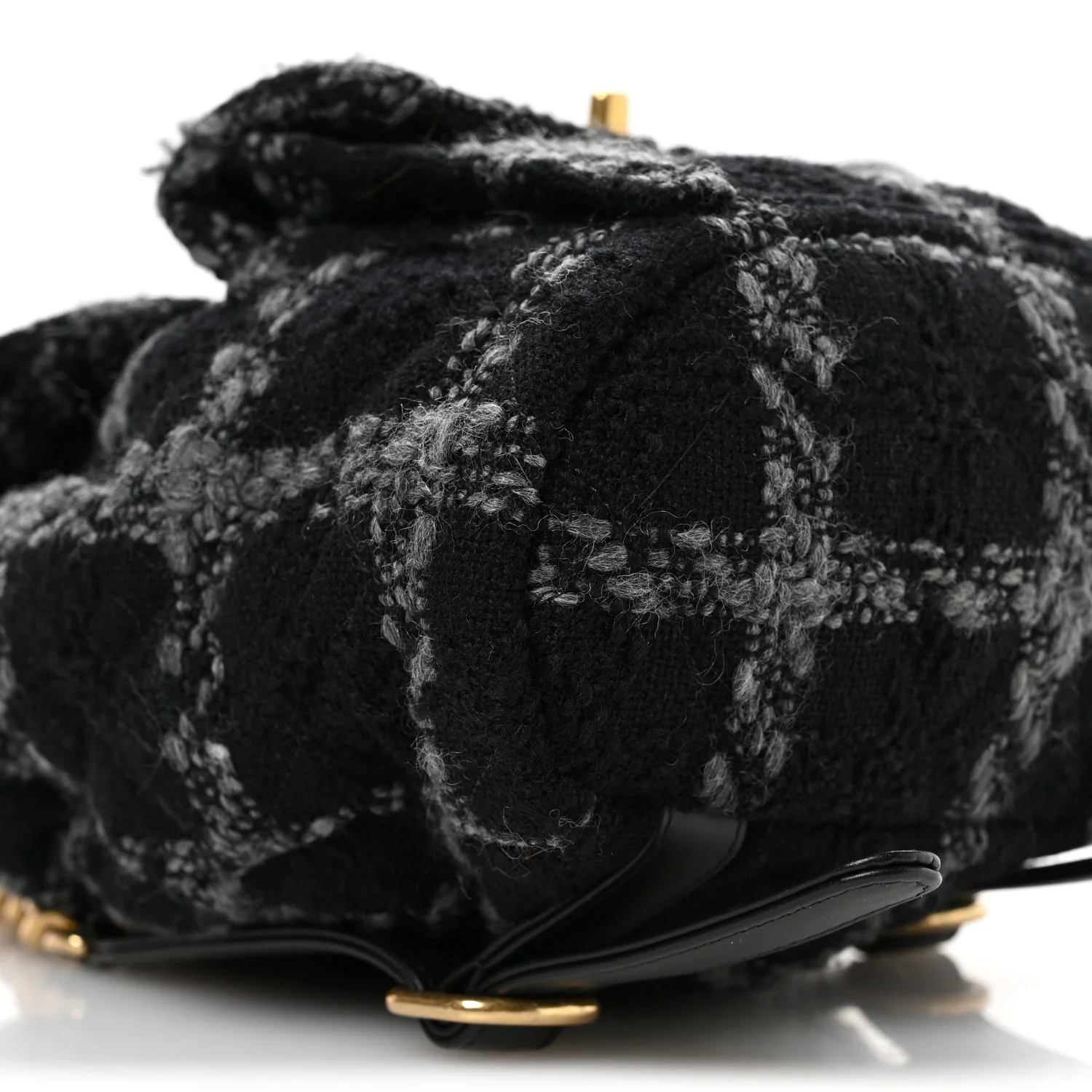 Wool Tweed Elegant Backpack Black Grey - Image 9