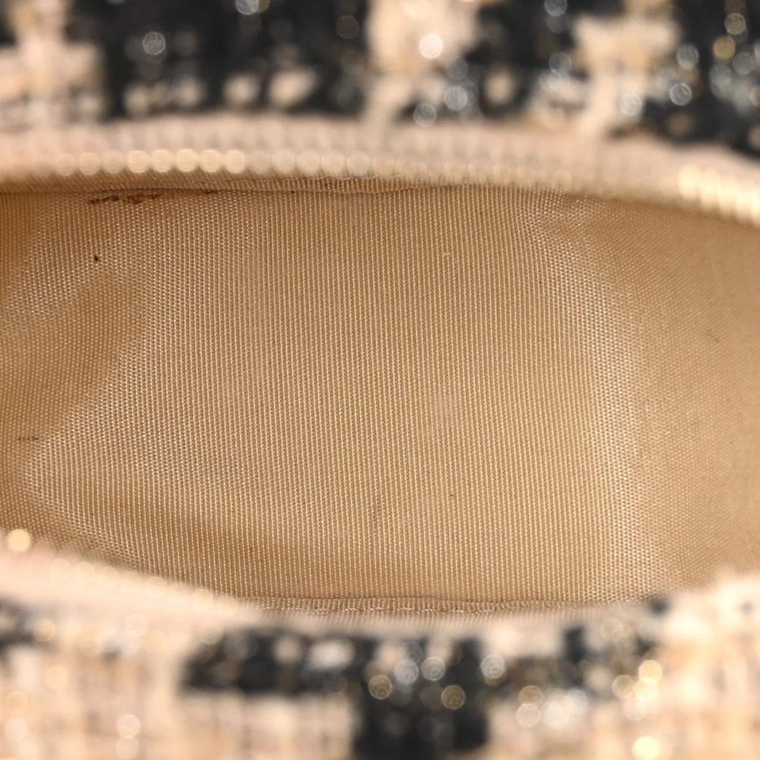 Wool Tweed Lambskin Quilted Chanel 19 Round Clutch With Chain and Coin Purse Beige Black - Image 6