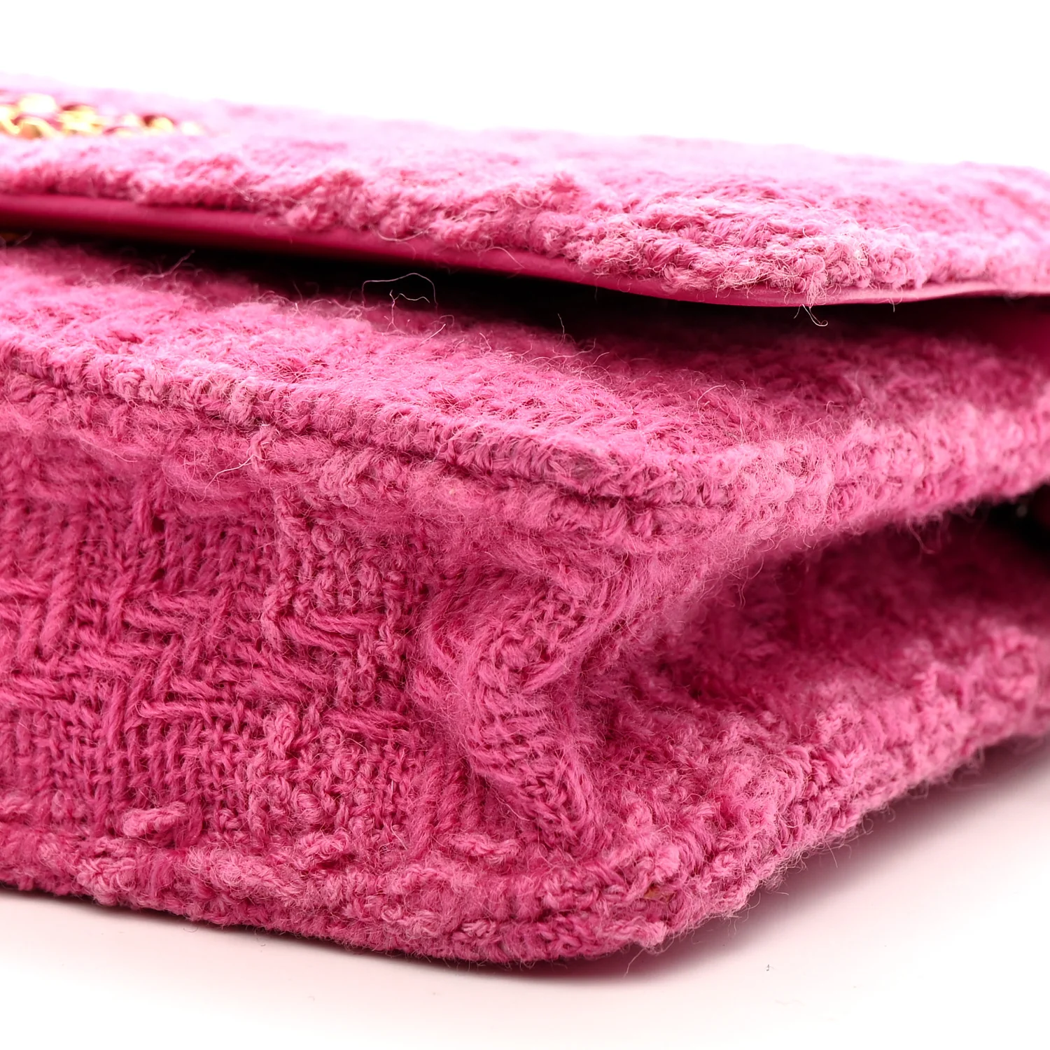 Wool Tweed Lambskin Quilted Chanel 19 Wallet On Chain WOC Fuchsia - Image 10