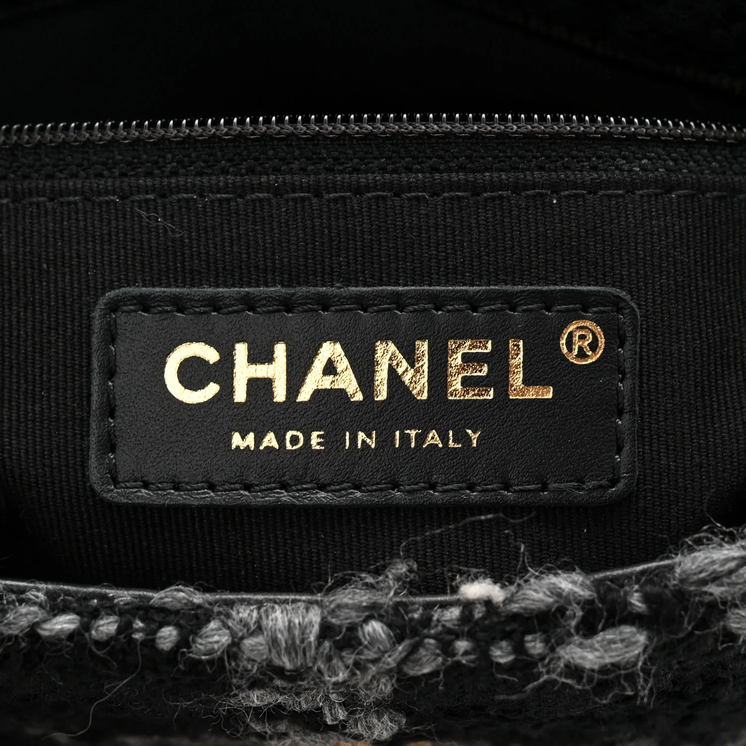 Wool Tweed Quilted Small Elegant Chain Flap Black Grey - Image 6