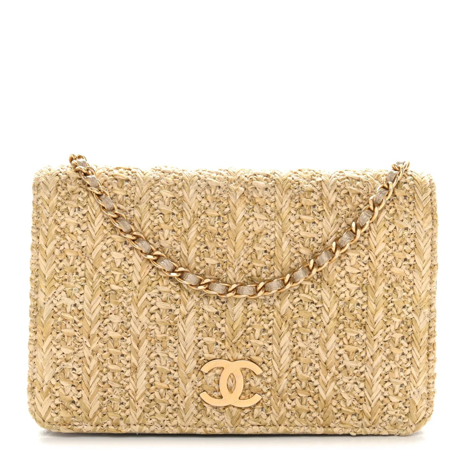 Woven Straw Braided Ancient Greek Wallet On Chain WOC Beige