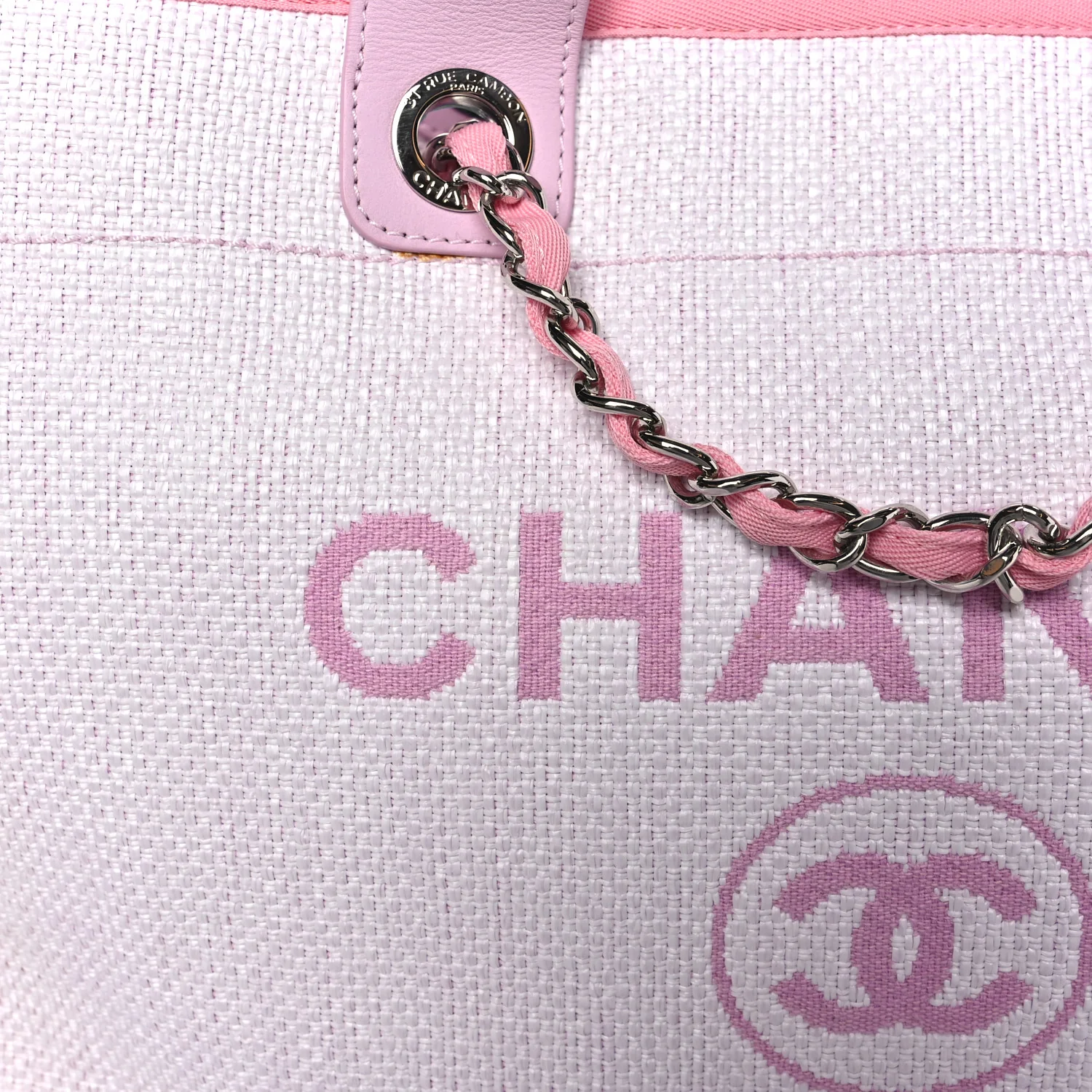 Woven Straw Raffia Medium Deauville Tote Pink - Image 7