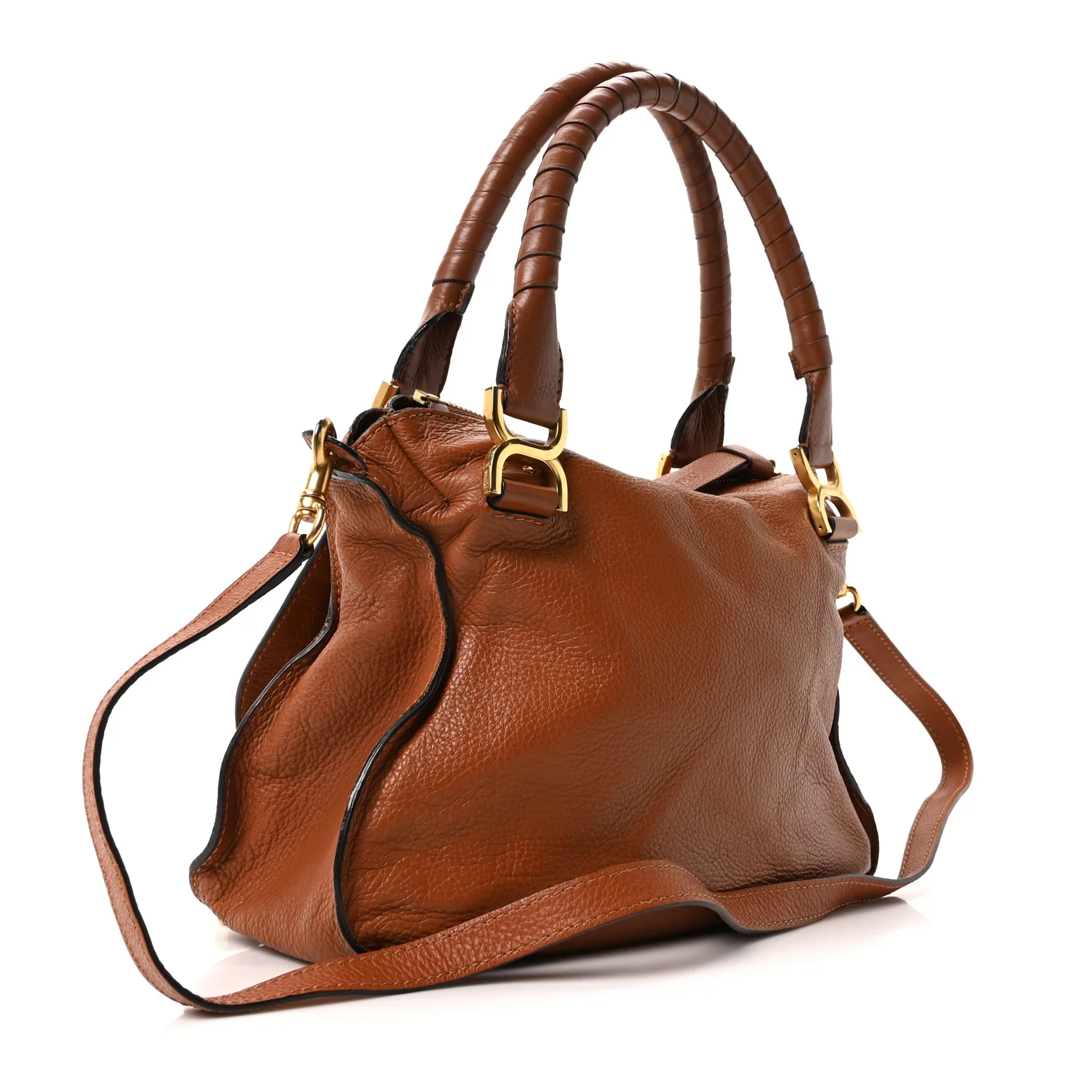 Calfskin Braided Medium Marcie Double Carry Tan - Image 3