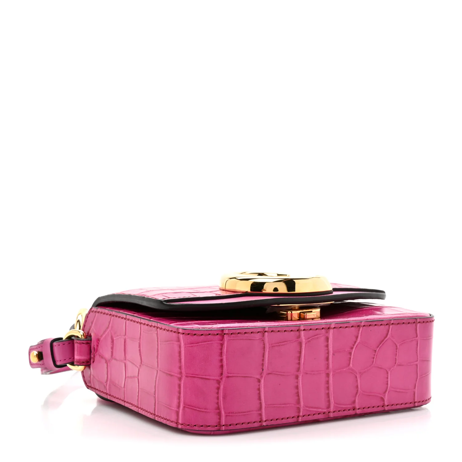 Calfskin Crocodile Embossed Mini C Bag Pink - Image 4