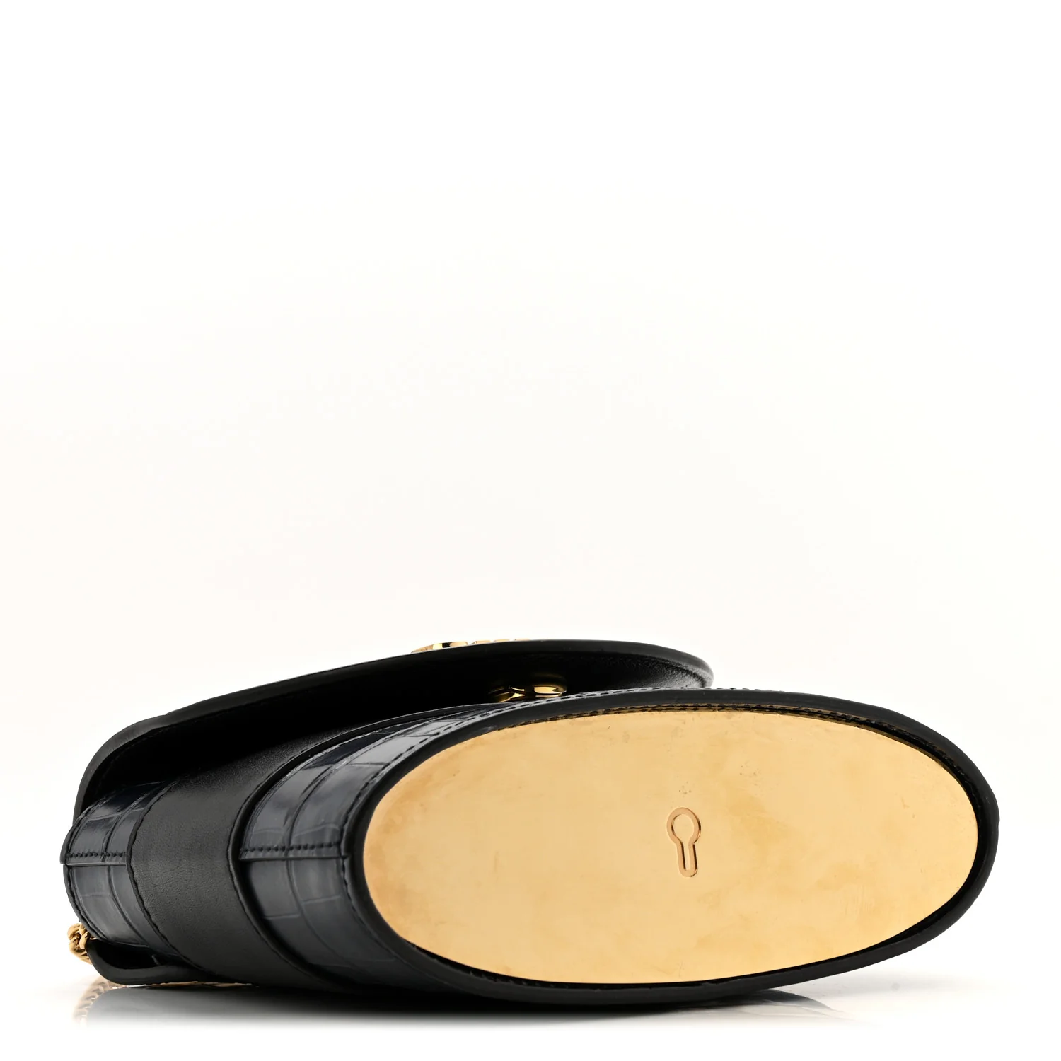 Calfskin Crocodile Embossed Small Aby Lock Full Blue - Image 4