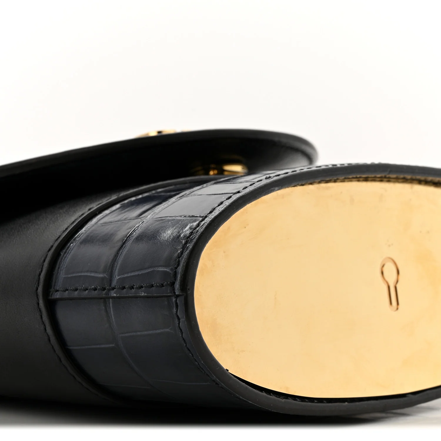 Calfskin Crocodile Embossed Small Aby Lock Full Blue - Image 9