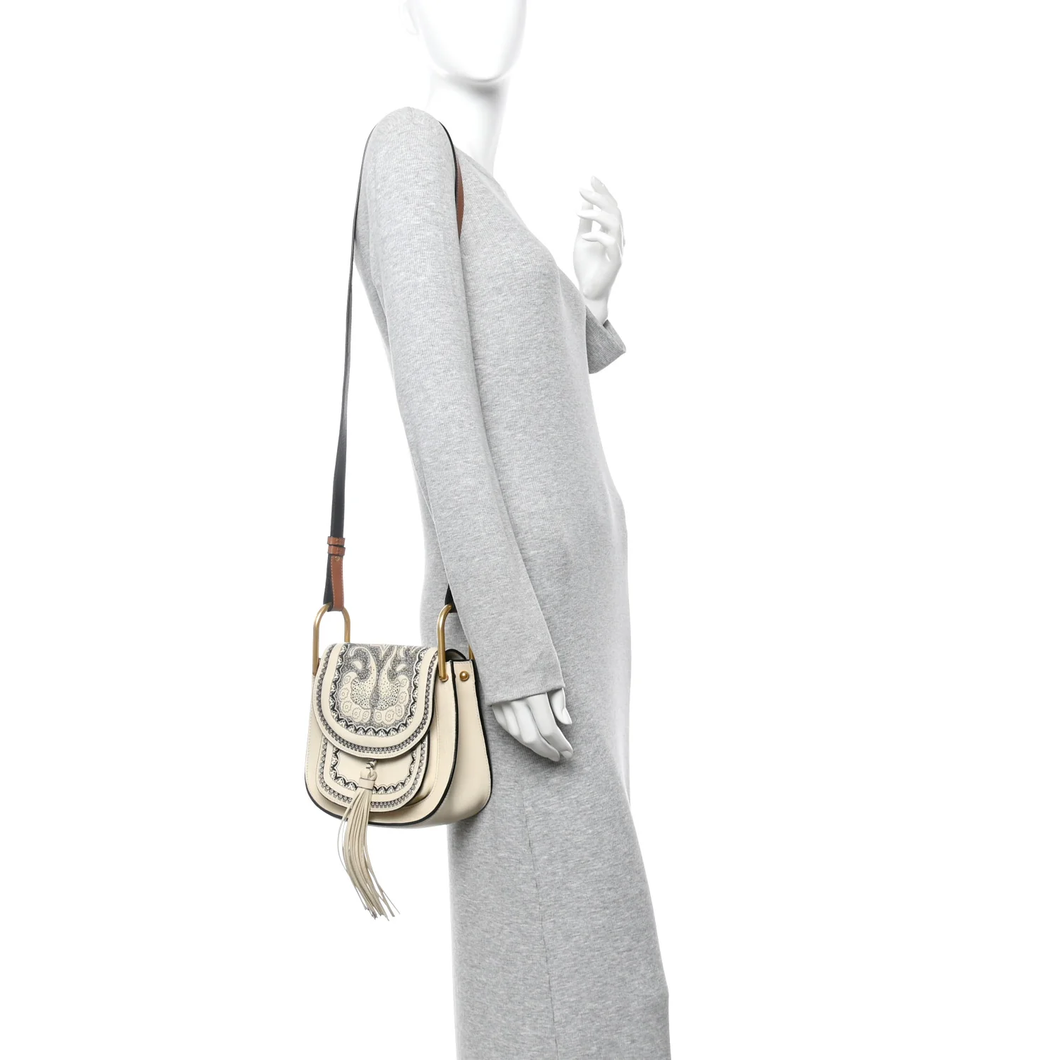 Calfskin Embossed Small Hudson Shoulder Bag Off White - Image 2
