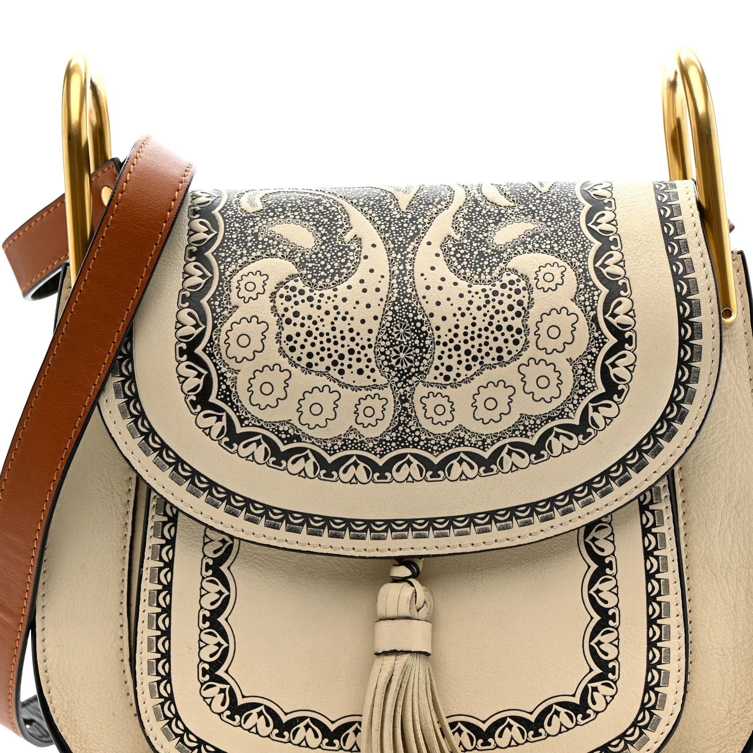 Calfskin Embossed Small Hudson Shoulder Bag Off White - Image 8