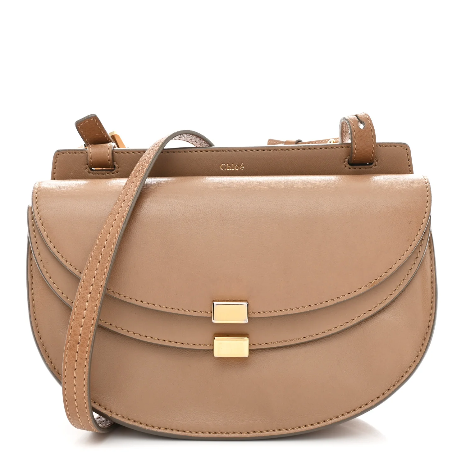 Calfskin Georgia Crossbody Bag Chestnut Cream