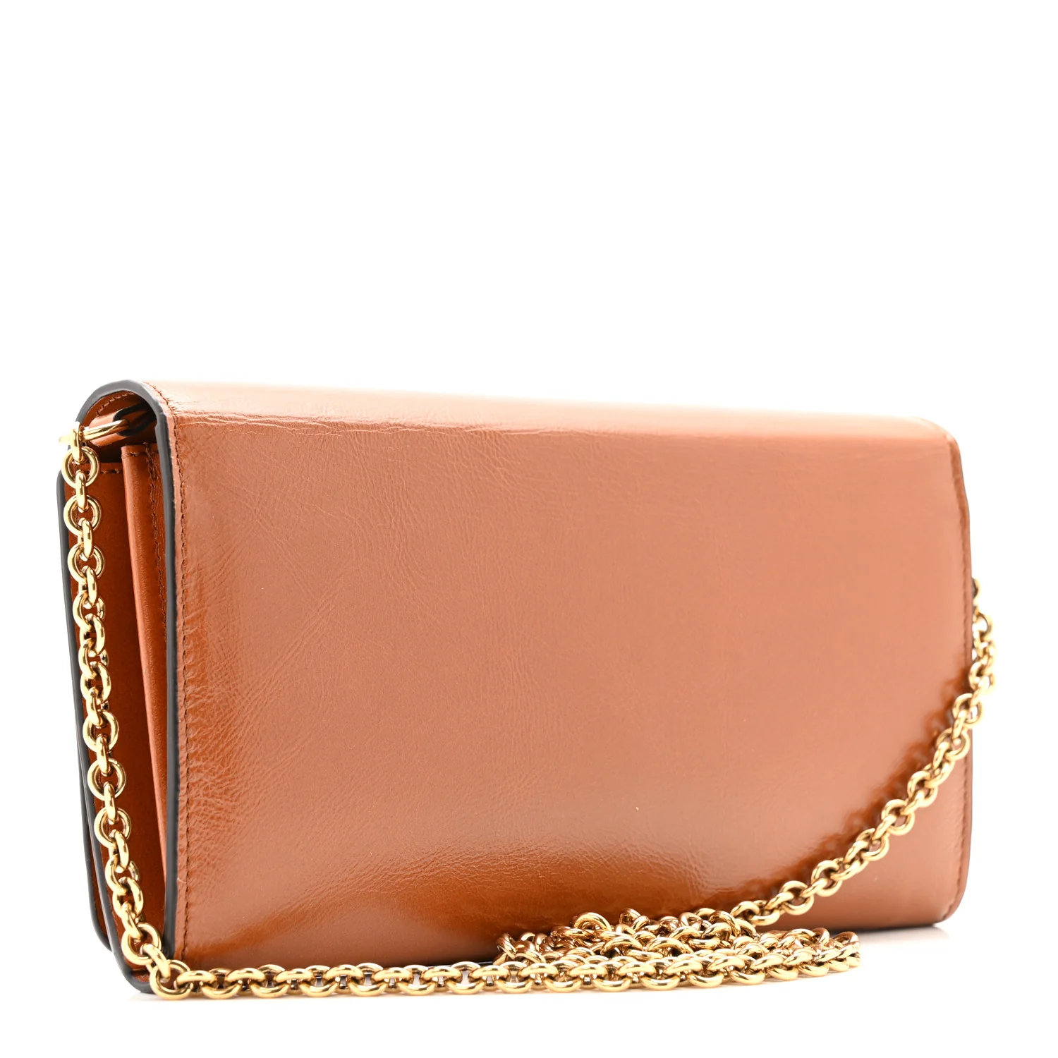 Calfskin Iconic Flap Wallet On Chain Clay Brown - Image 3