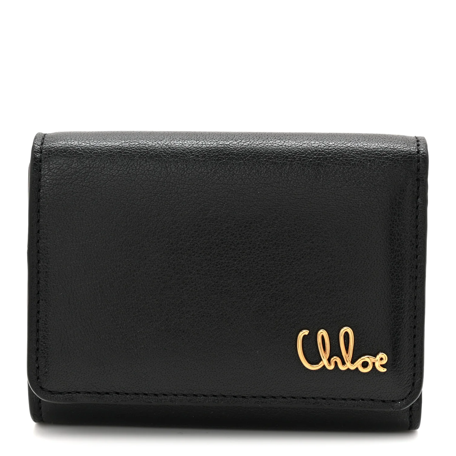 Calfskin Iconic Small Trifold Wallet Black