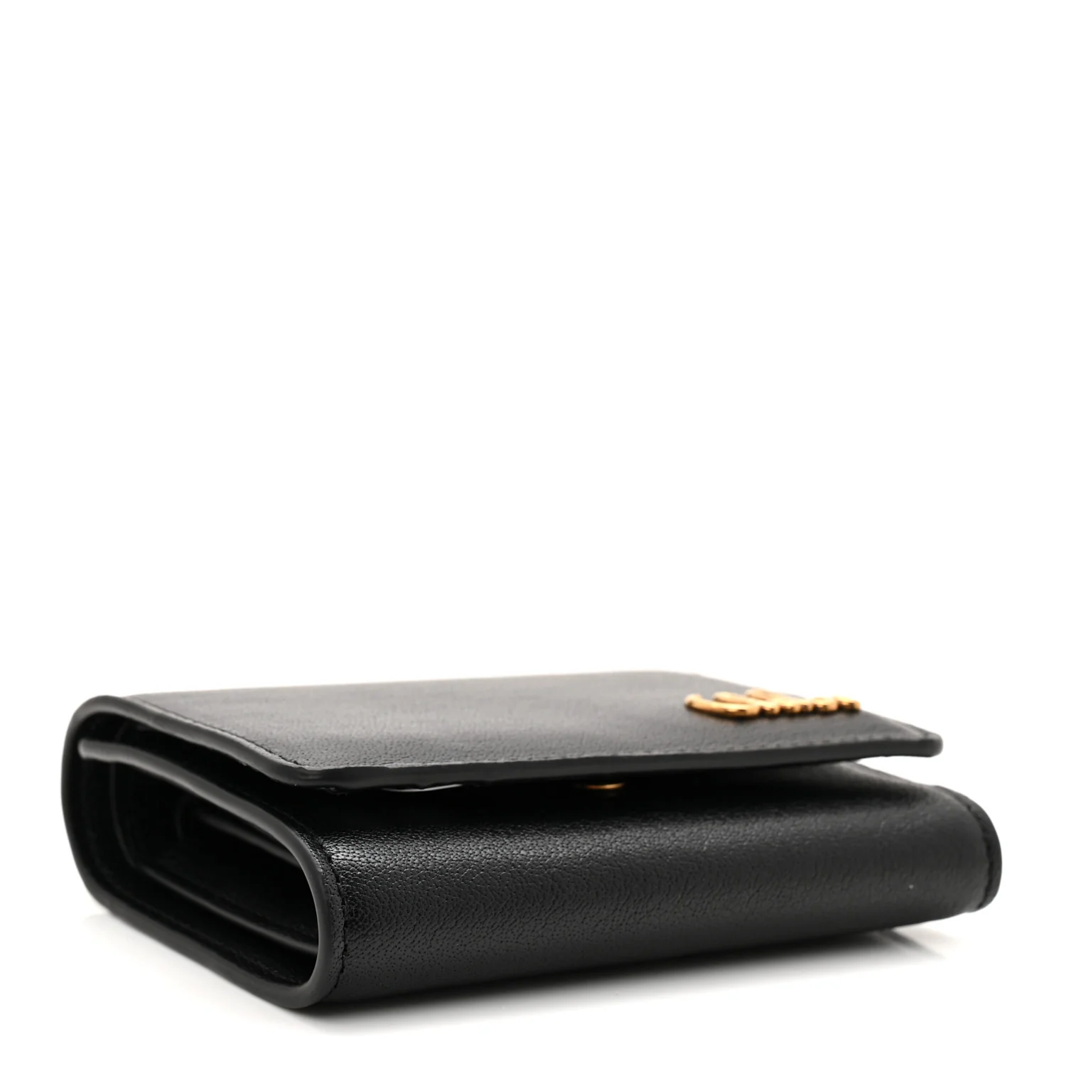 Calfskin Iconic Small Trifold Wallet Black - Image 4