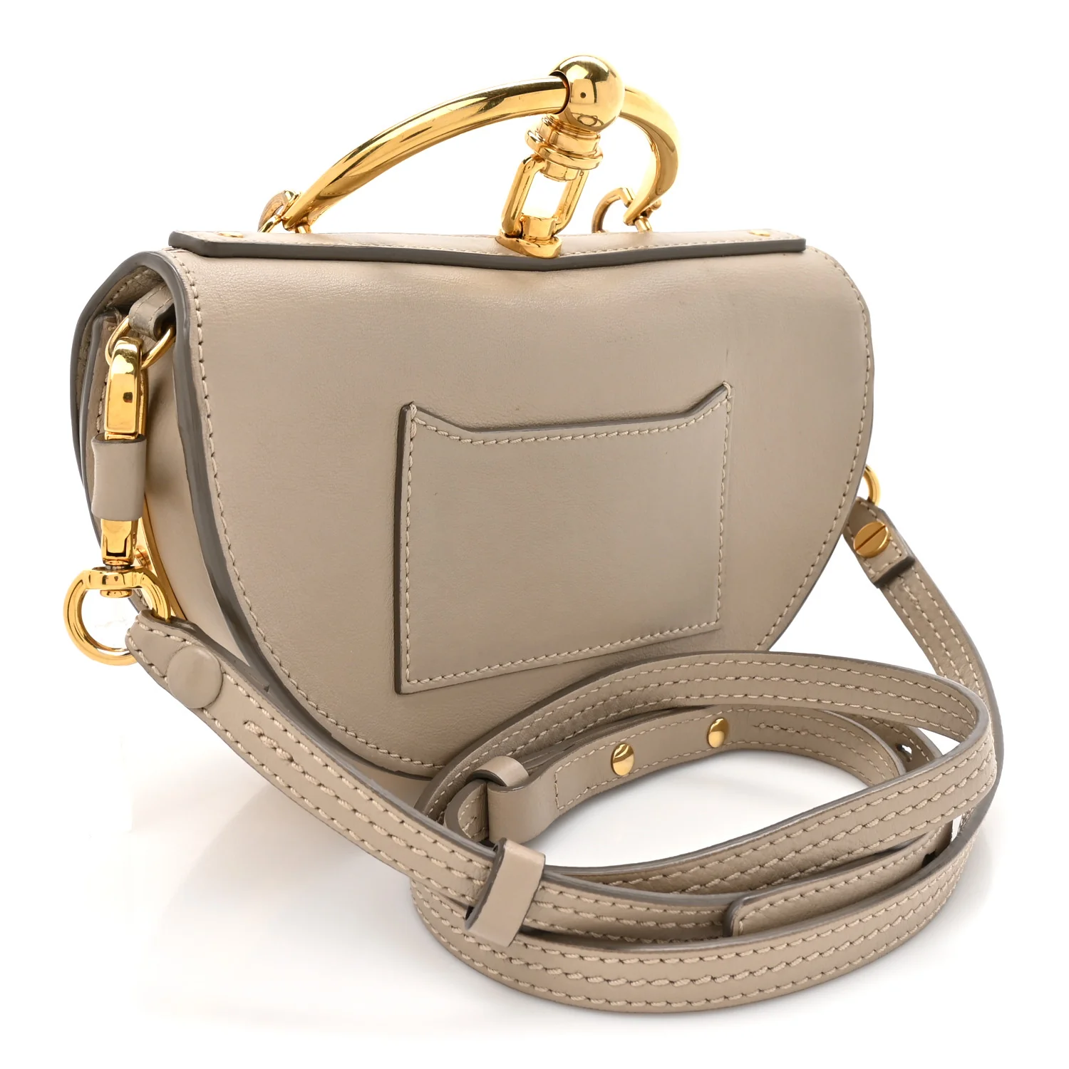 Calfskin Lambskin Quilted Studded Nile Bracelet Minaudiere Bag Pastel Grey - Image 3